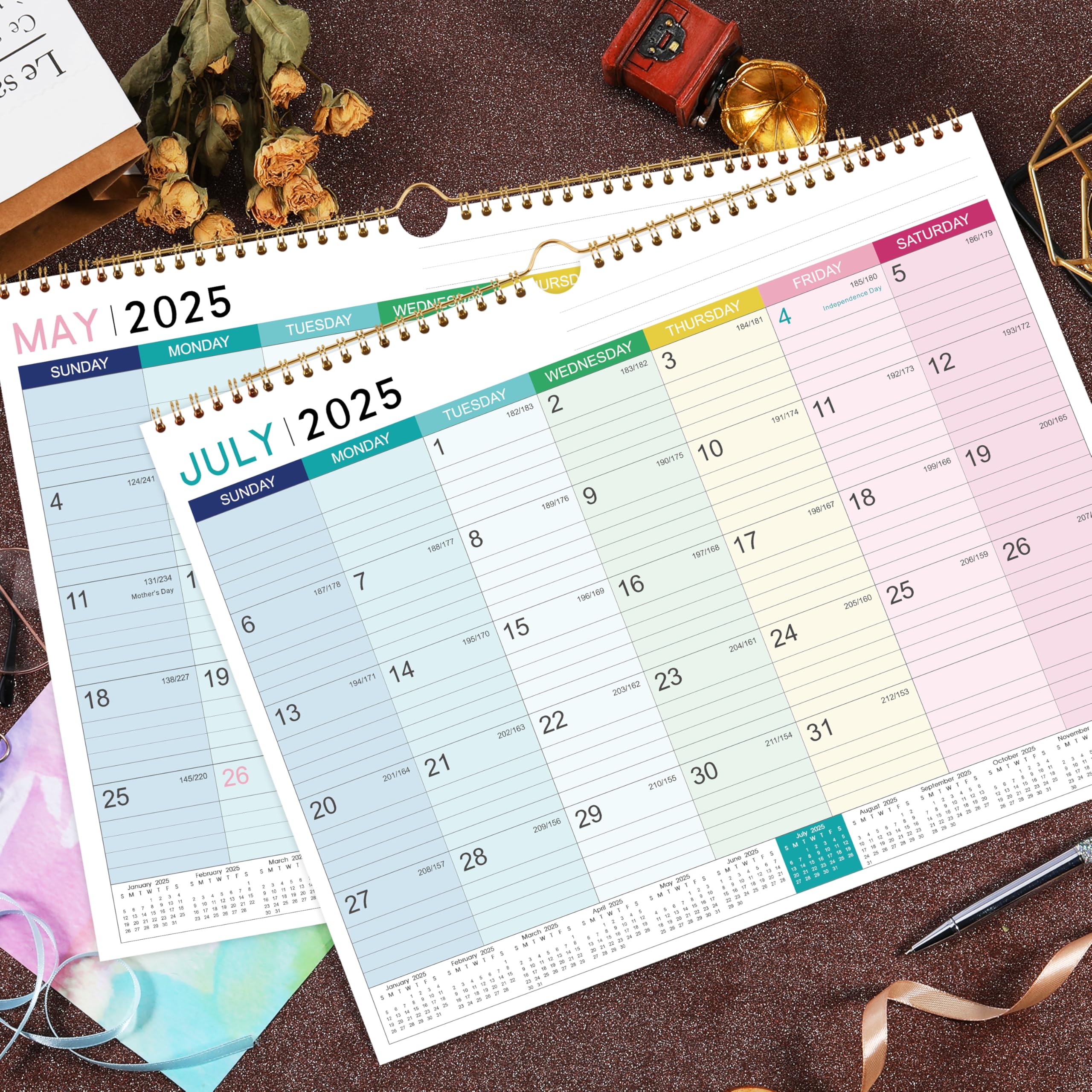 2025-2026 Wall Calendar with Hanging Hook | 18-Month Planner from March 2025 to August 2026 | Thick Paper 15