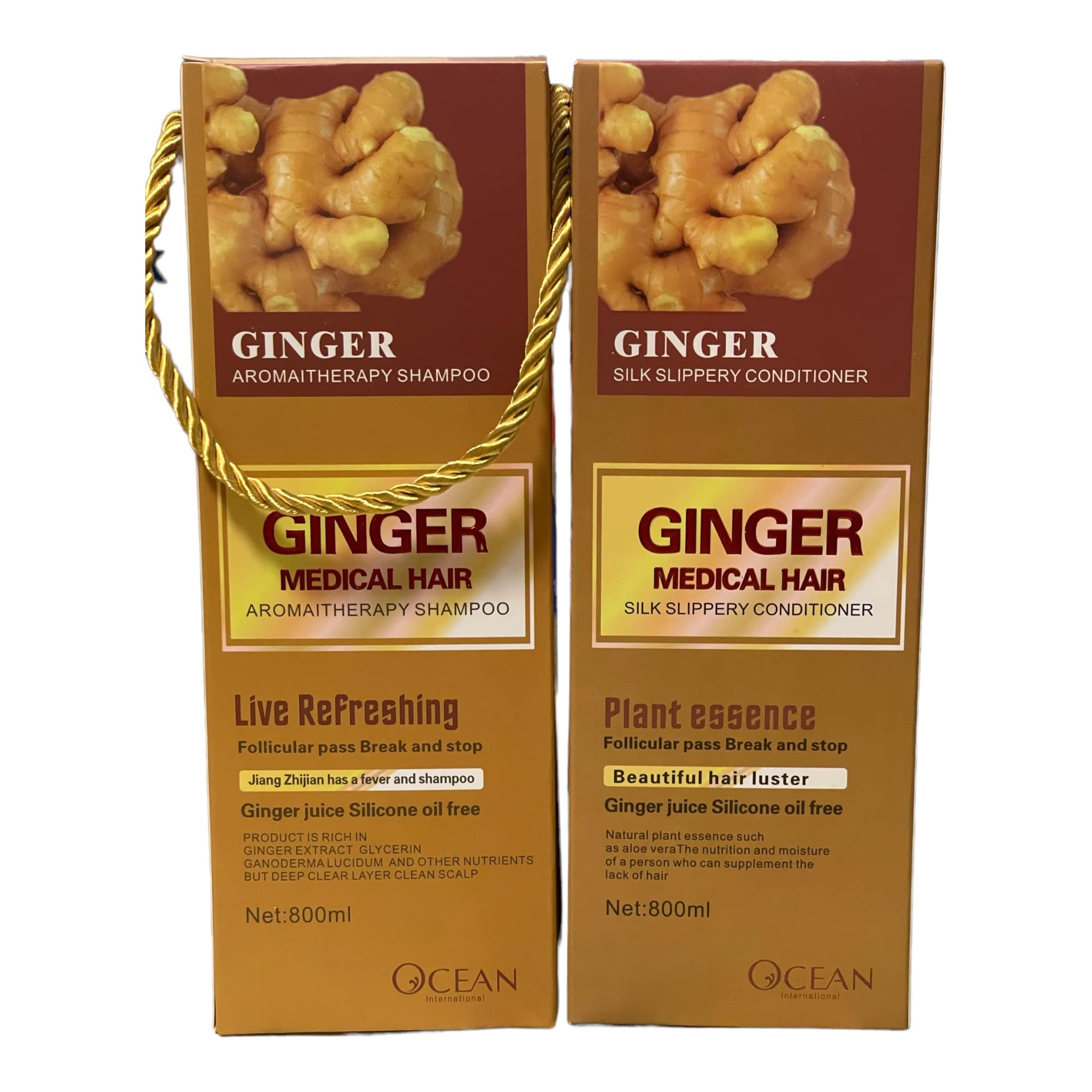 GINGER Medical Shampoo & Conditioner Set for Hair Growth - 2.2lb (27 fl oz) - Sulfate-Free Treatment for Thinning Hair & Scalp Care - Perfect for Daily Use at Home or Salon