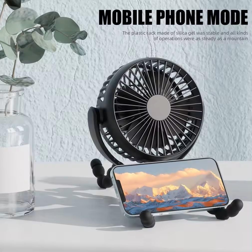 Portable Battery Operated Clip On Fan with Flexible Tripod - 3 Speed Adjustable, Rotatable Handheld Personal Fan for Stroller, Car Seat, Crib, Bike, Treadmill | Perfect for Indoor & Outdoor Cooling (Black)