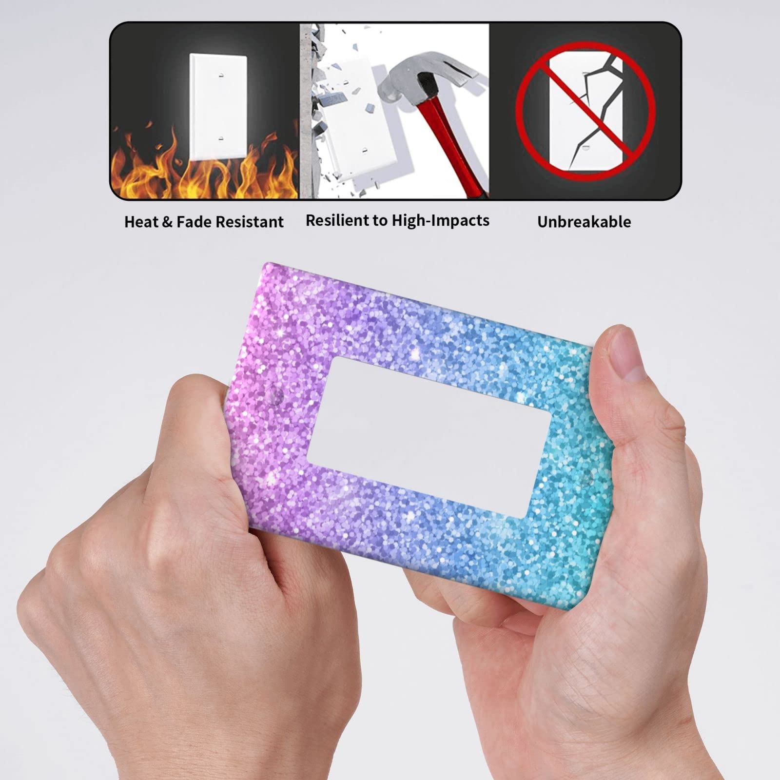Pink and Blue Light Switch Cover - 1-Gang Wall Plate (1 Pack) - Decorative Electrical Outlet Cover for Bedroom, Living Room, and Home Decor