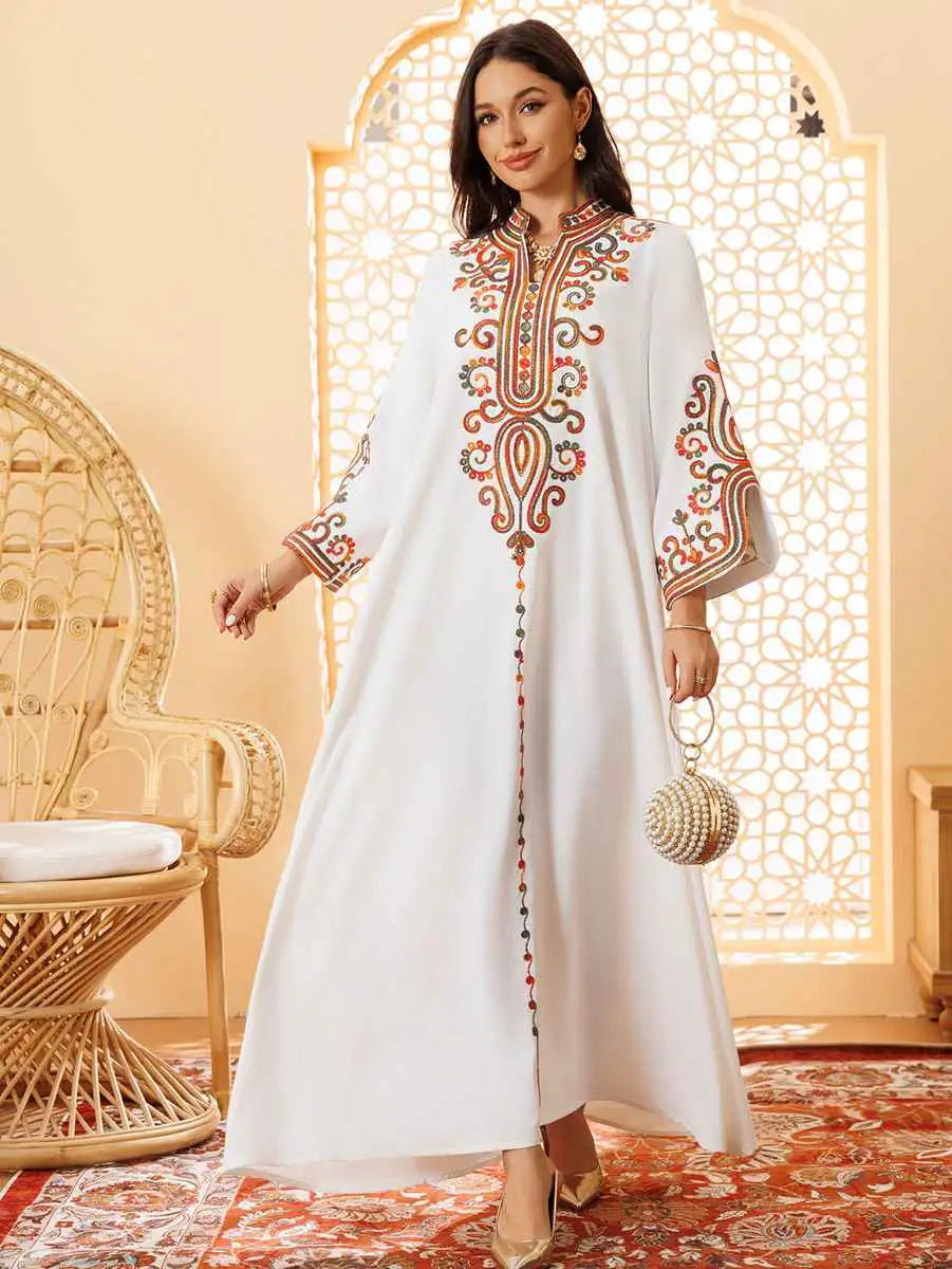 Elegant Arab Rope Embroidery Eid Caftan Kaftan Dress for Women - Traditional Islamic Party Wear for Eid, Wedding & Special Occasions