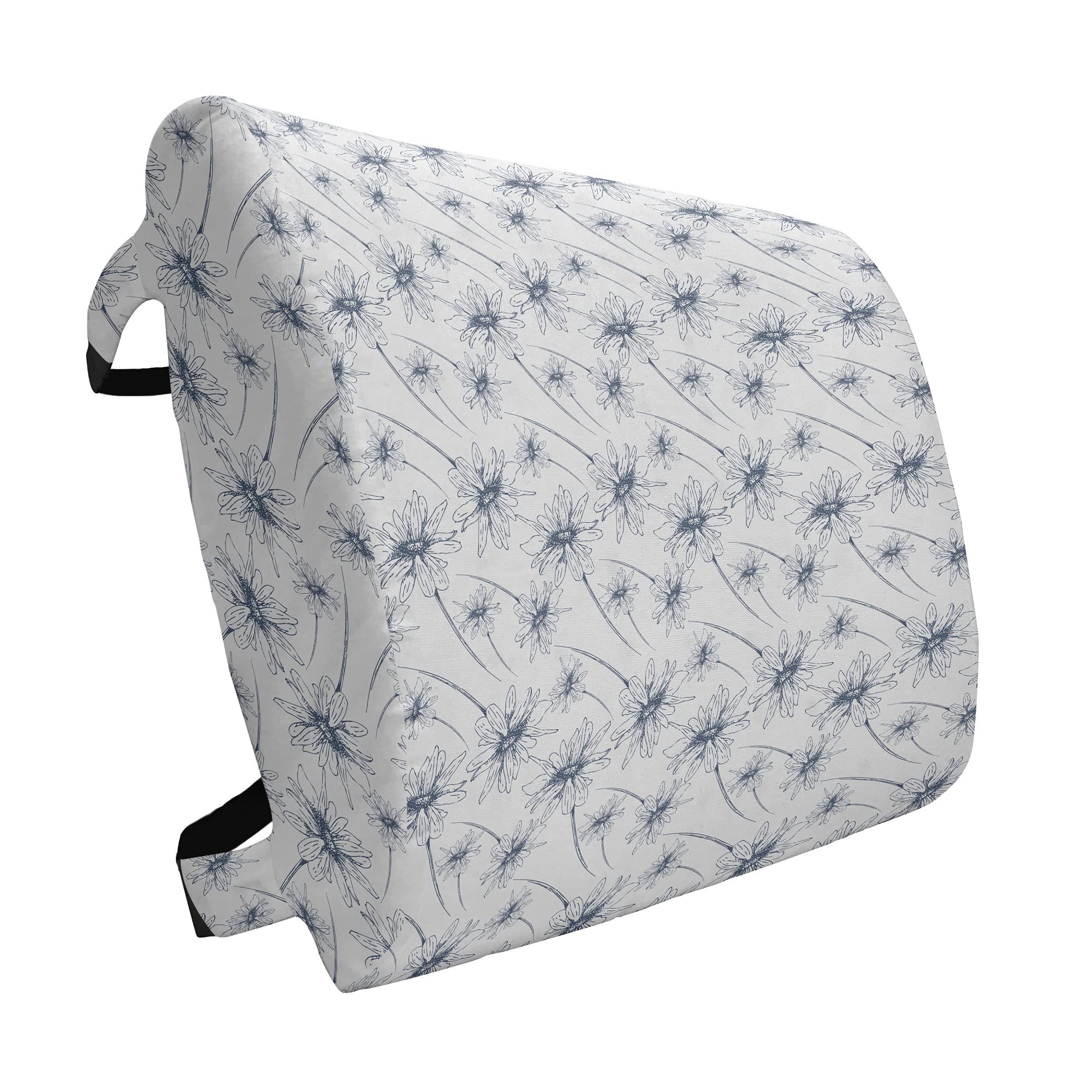 Ambesonne Daisy Lumbar Support Pillow - Hand Drawn Floral Design, High Density Foam for Office Chair & Car Seat - 14
