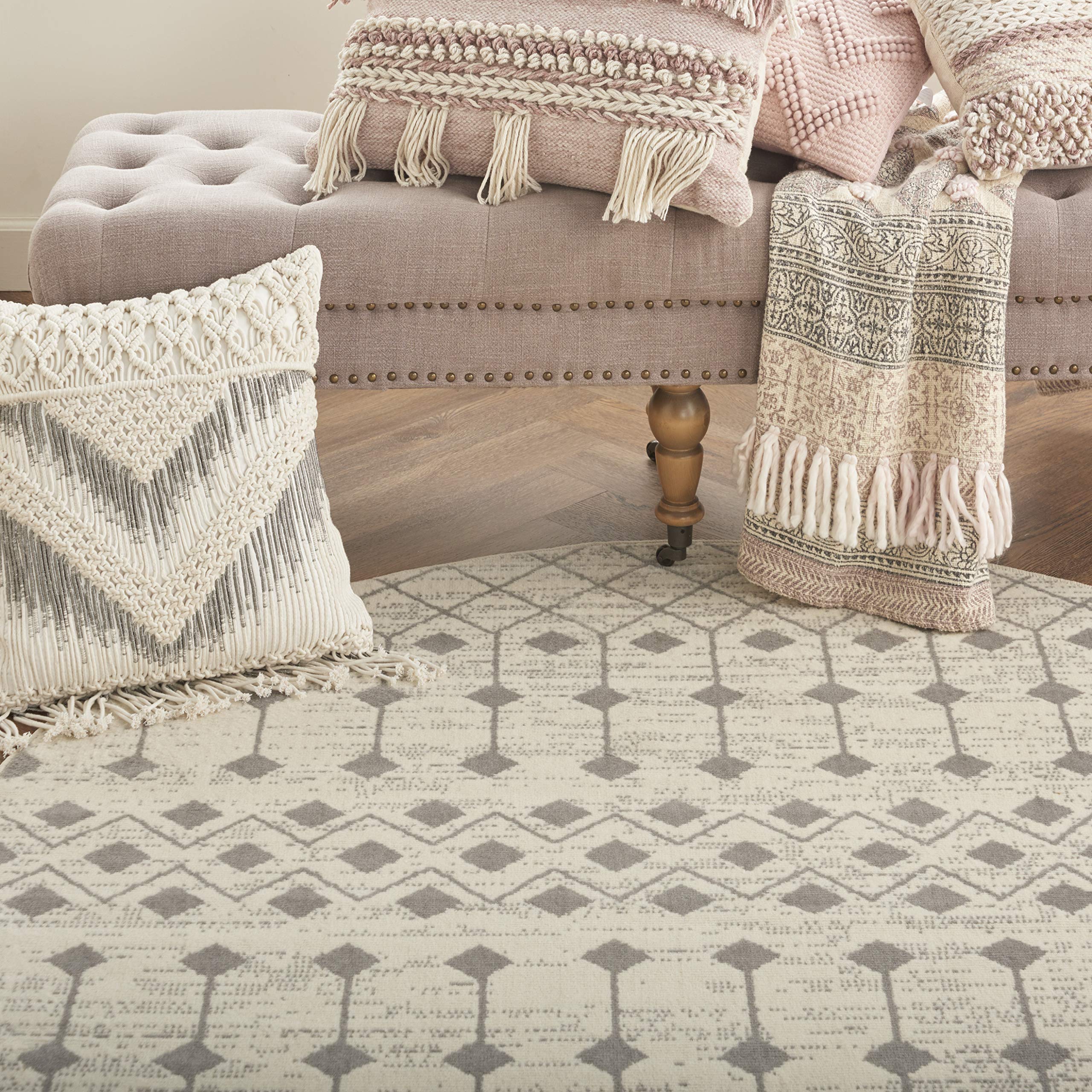 Nourison Grafix Moroccan Ivory/Grey 5'3