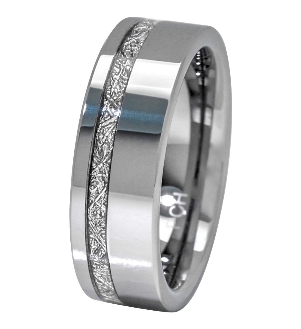 8mm Tungsten Meteorite Wedding Band - Thin Strip High Polish Ring for Men & Women - Perfect for Engagement, Anniversary, and Unique Gifts