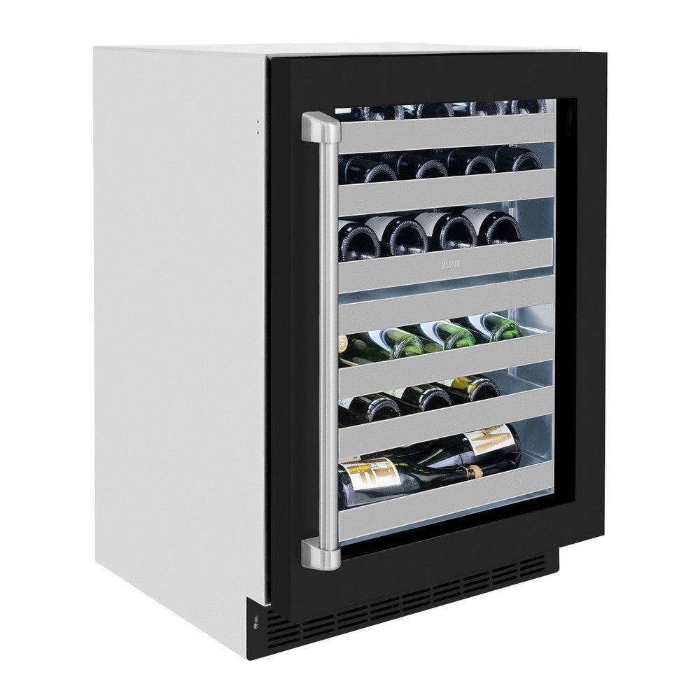ZLINE 24 Inch Dual Zone Wine Cooler - 44 Bottle Capacity, Black Matte Glass Door, Touchscreen Control (RWDO BLM 24) - Perfect for Home Bars, Restaurants, and Wine Cellars