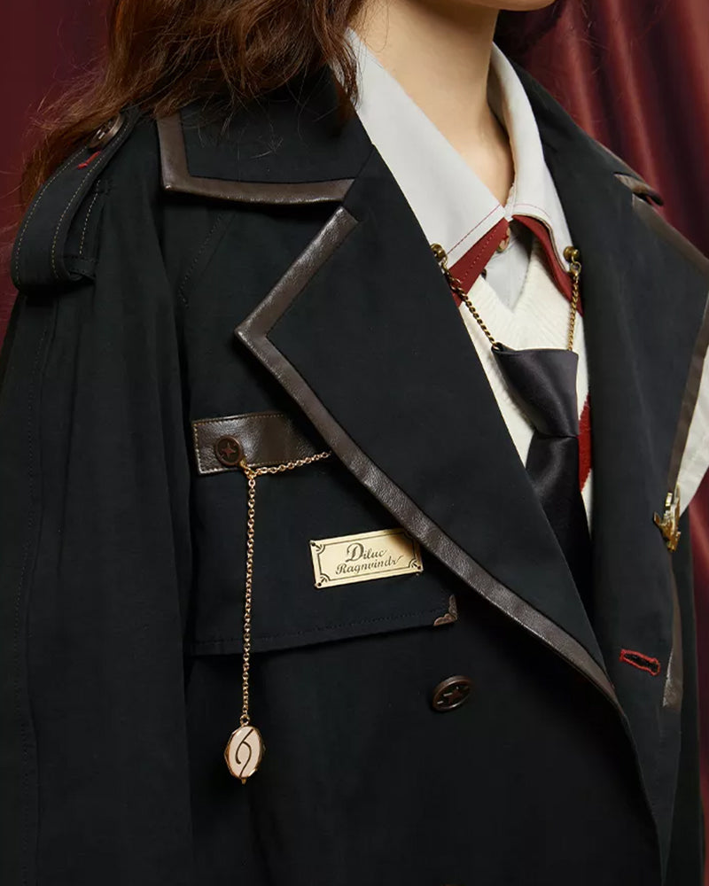 Genshin Impact© Diluc Cosplay Long Coat - Official Character Costume for Anime Conventions & Halloween Parties