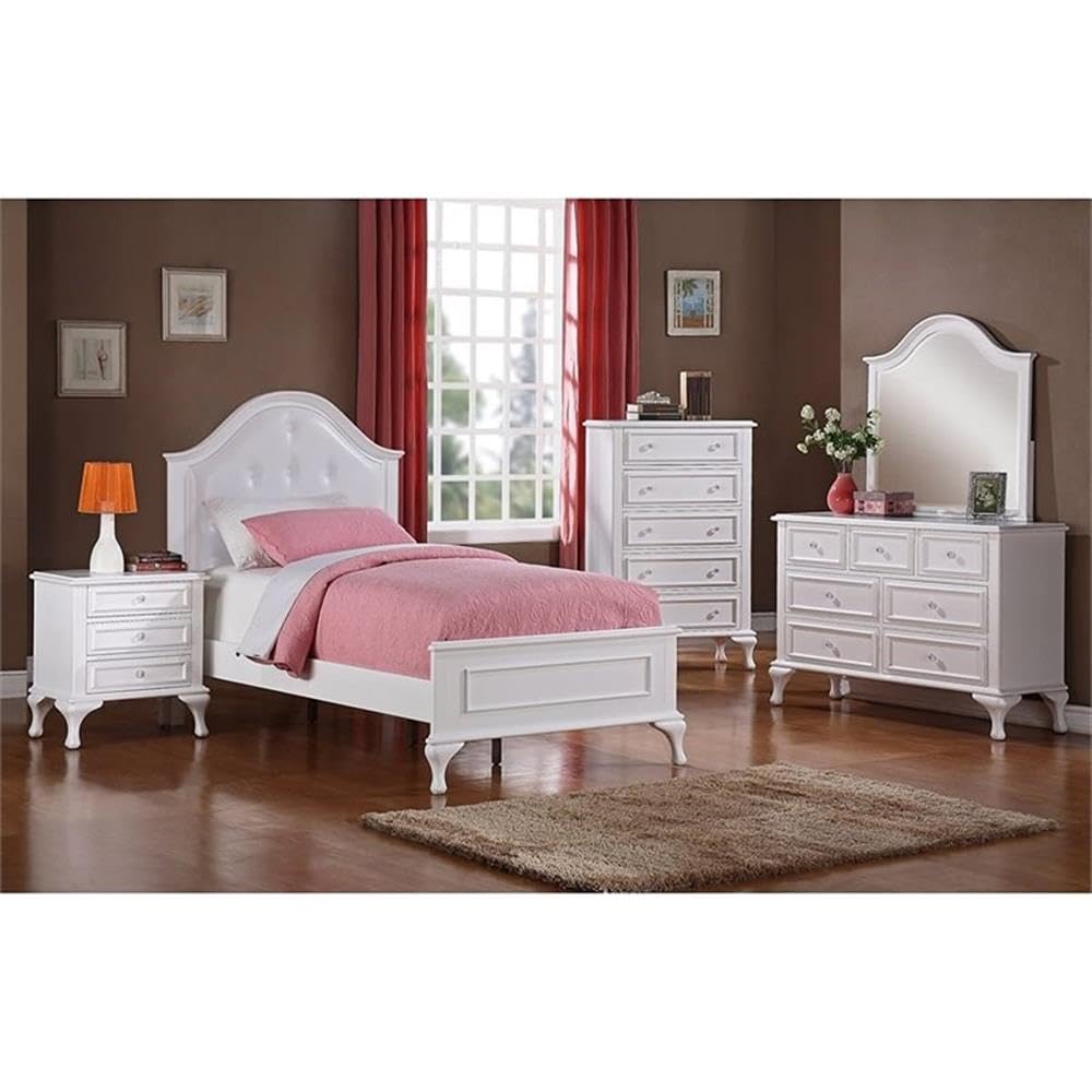 BOWERY HILL Transitional 3-Drawer White Wooden Nightstand - Bedside Table for Bedroom, Living Room & Guest Room