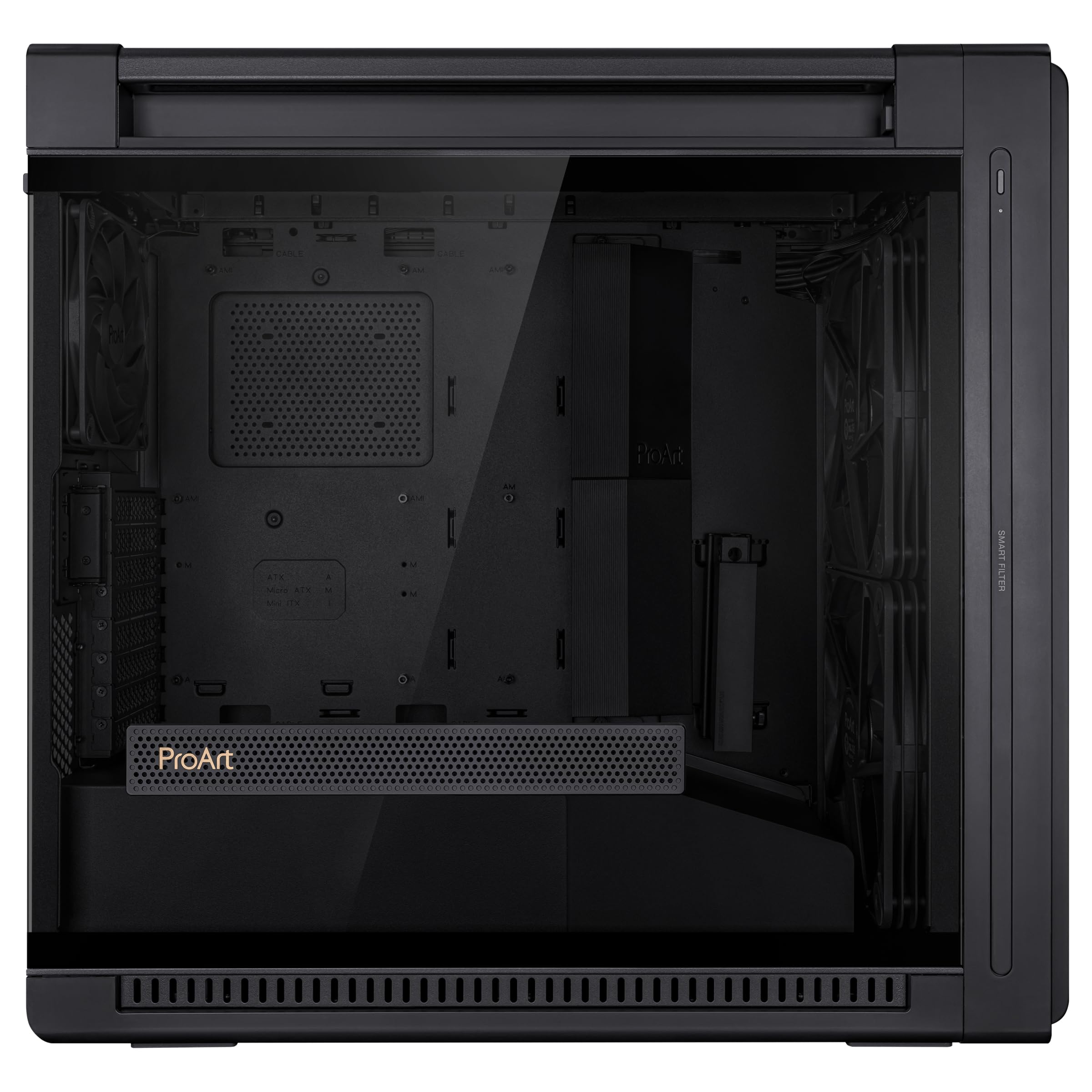 ASUS ProArt PA602 E-ATX PC Case - Supports 420mm Radiator, Includes 1x140mm & 2x200mm Fans, Front IR Dust Indicator, Tool-Free PCIe Mounting - Ideal for High-End Gaming & Professional Workstations