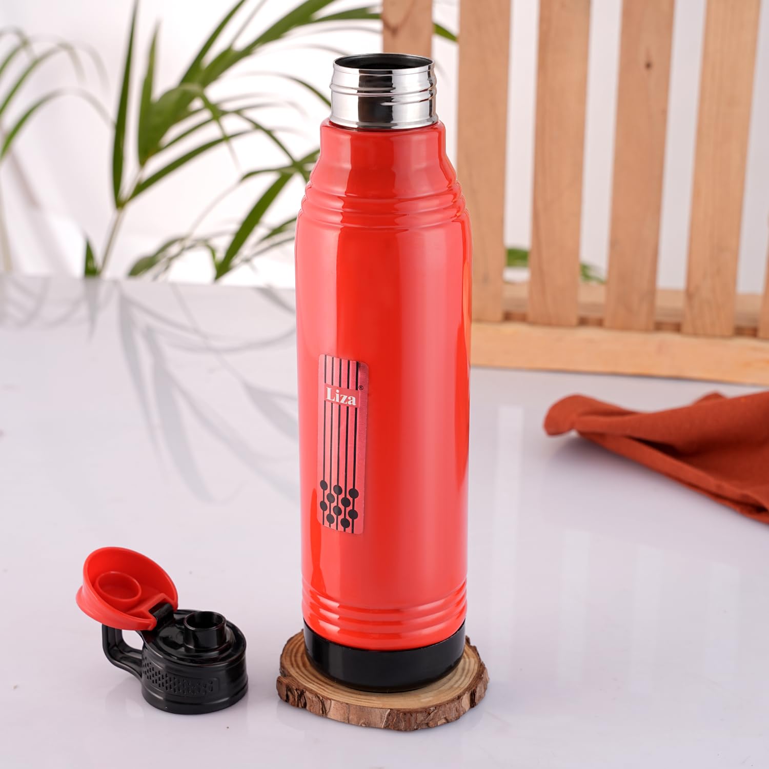 Liza Steel Smart Vacuum Insulated Stainless Steel Water Bottle 660ml - Leak Proof, Keeps Hot & Cold for 24 Hours - Perfect for Gym, Hiking, Office & Travel (Red)