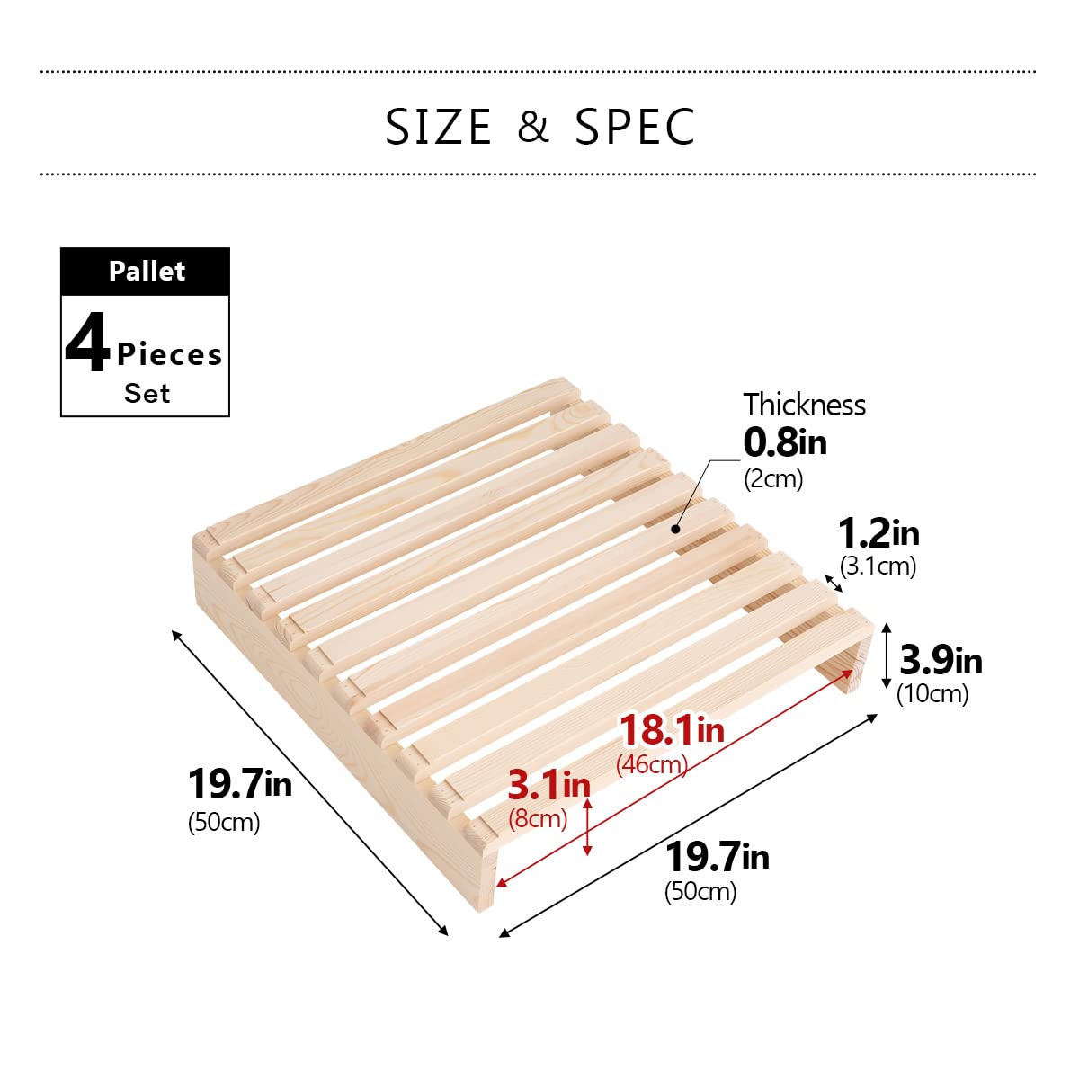 EMOOR 4-Piece Pine Wood Pallet Bed Slats for Japanese Futon Mattress - Natural Wood Floor Sleeping Support for Tatami Mat - Perfect for Minimalist & Space-Saving Bedroom Designs