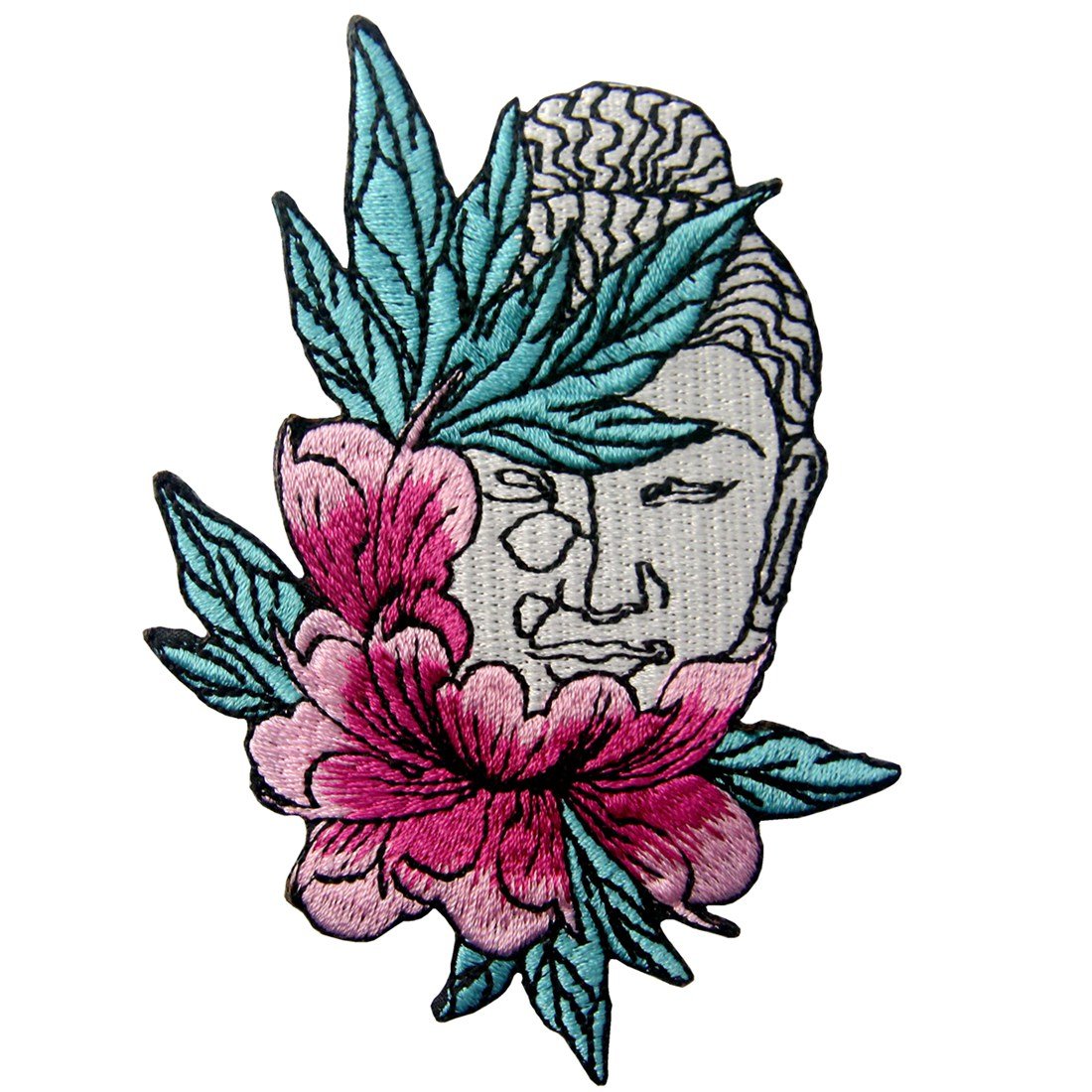 Buddha and Lotus Flower Embroidered Iron On Patch - Spiritual Applique Badge for Jackets, Bags & DIY Crafts