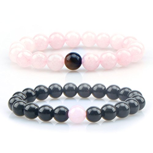 (10MM) Obsidian & Rose Quartz