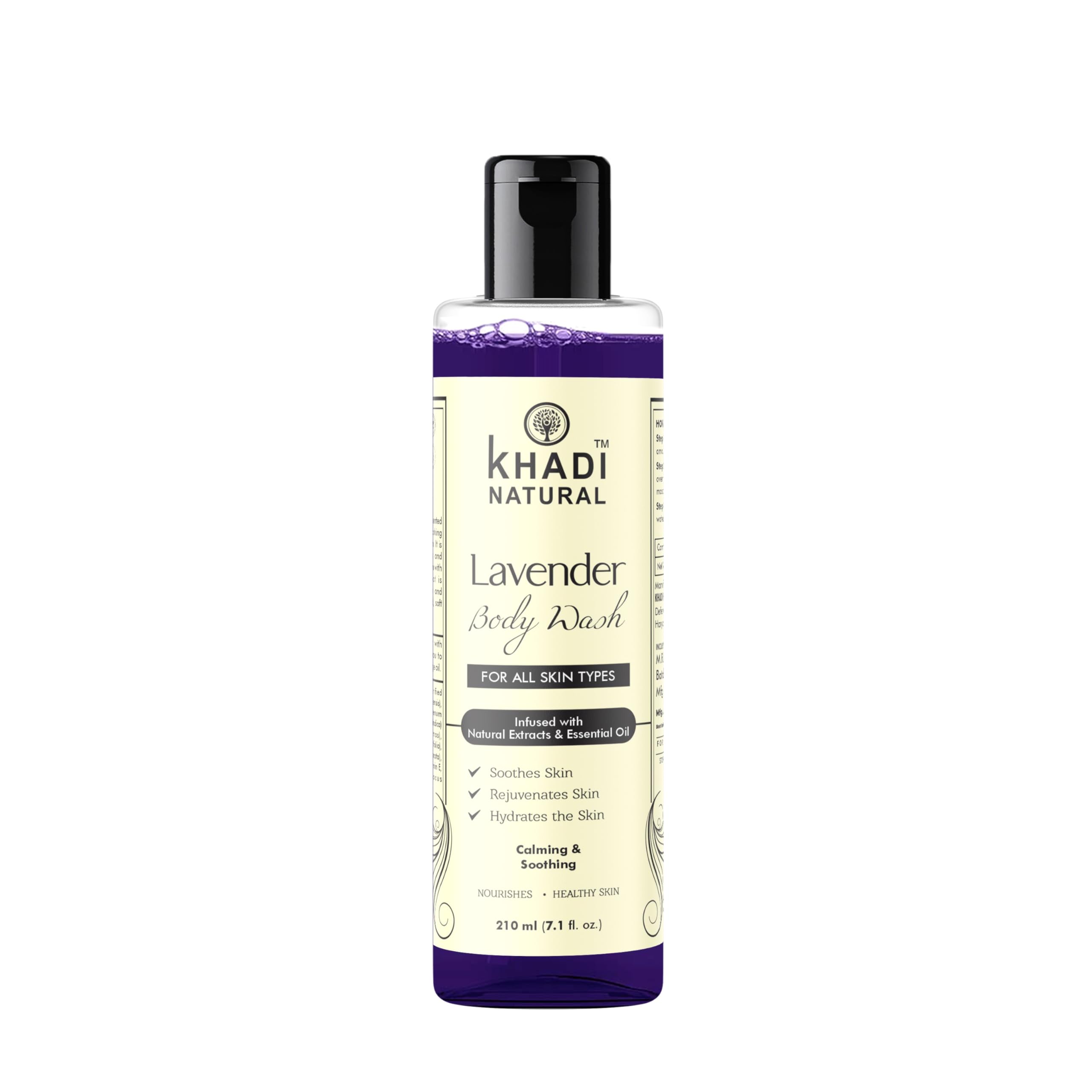 Khadi Natural Herbal Body Wash with Lavender & Ylang Ylang - 210ml | Organic, Sulfate-Free & Vegan | Relaxing Aromatherapy for Bath & Shower