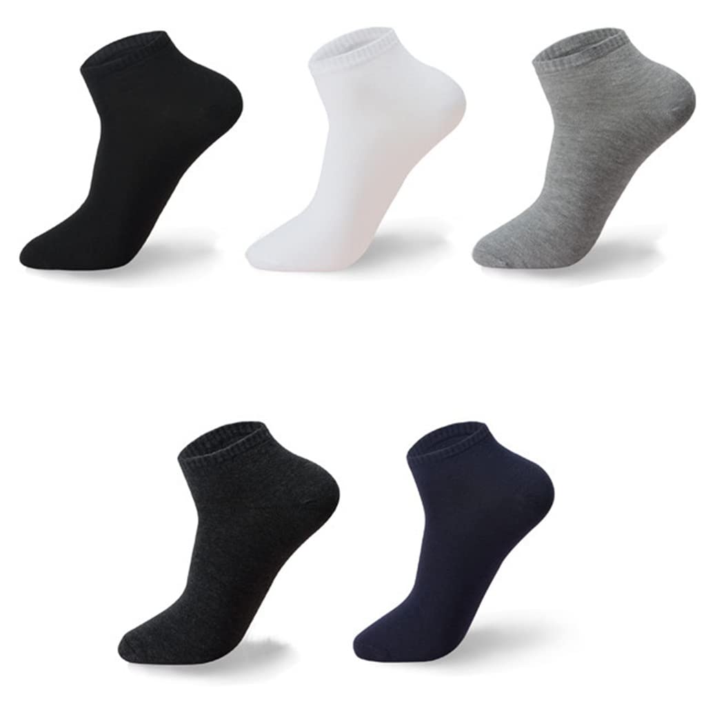 5 Pairs Men's Cotton Boat Socks - Breathable Plus Size Short Socks for Men - Comfortable Casual & Work Socks for Daily Wear, Sports, and Outdoor Activities