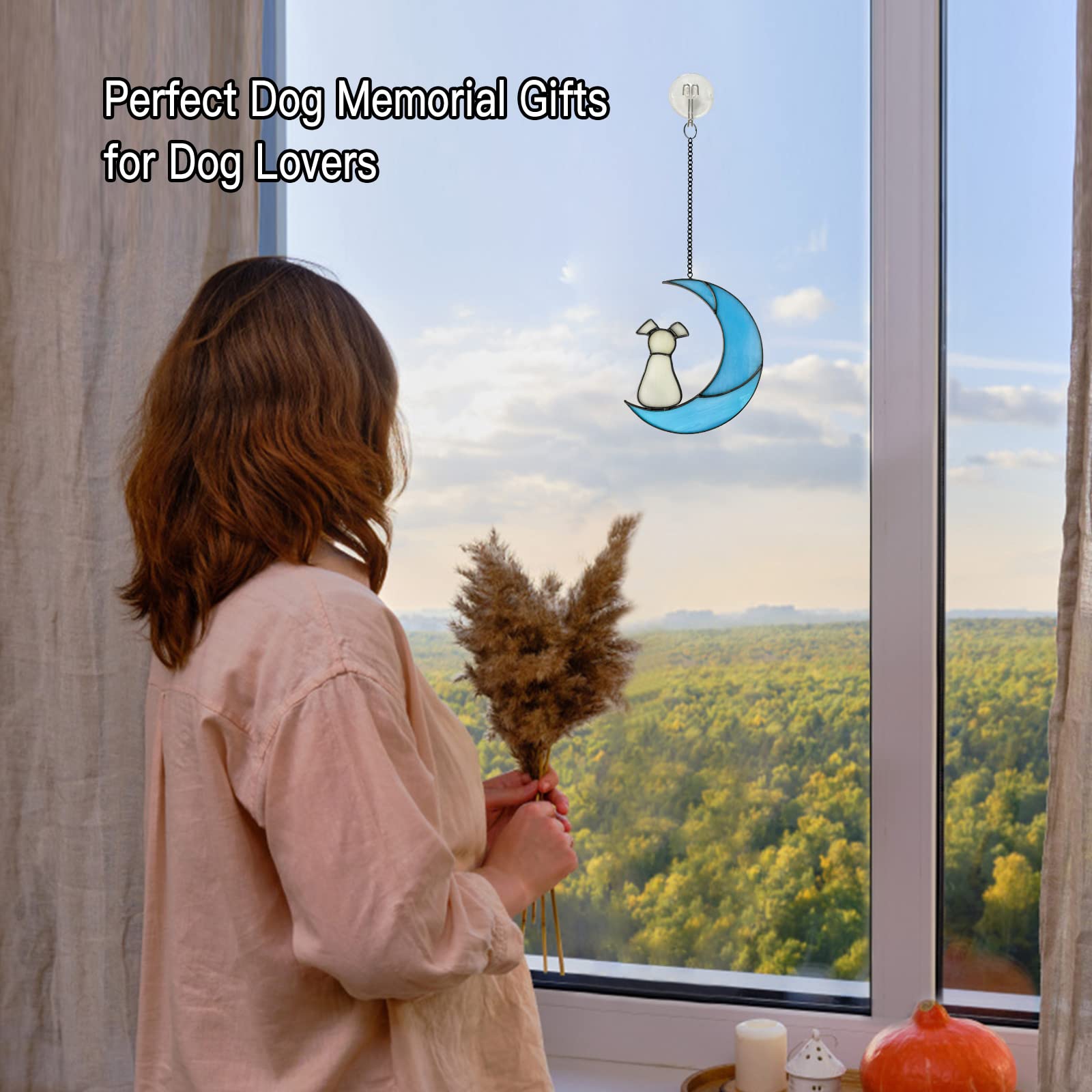Sobotoo Memorial Gifts for Dog Loss - Sympathy Gift for Dog Lovers, Pet Loss Keepsake - Handmade Stained Glass Suncatcher Window Hanging - Perfect for Pet Memorial, Condolence Gift & Home Decoration