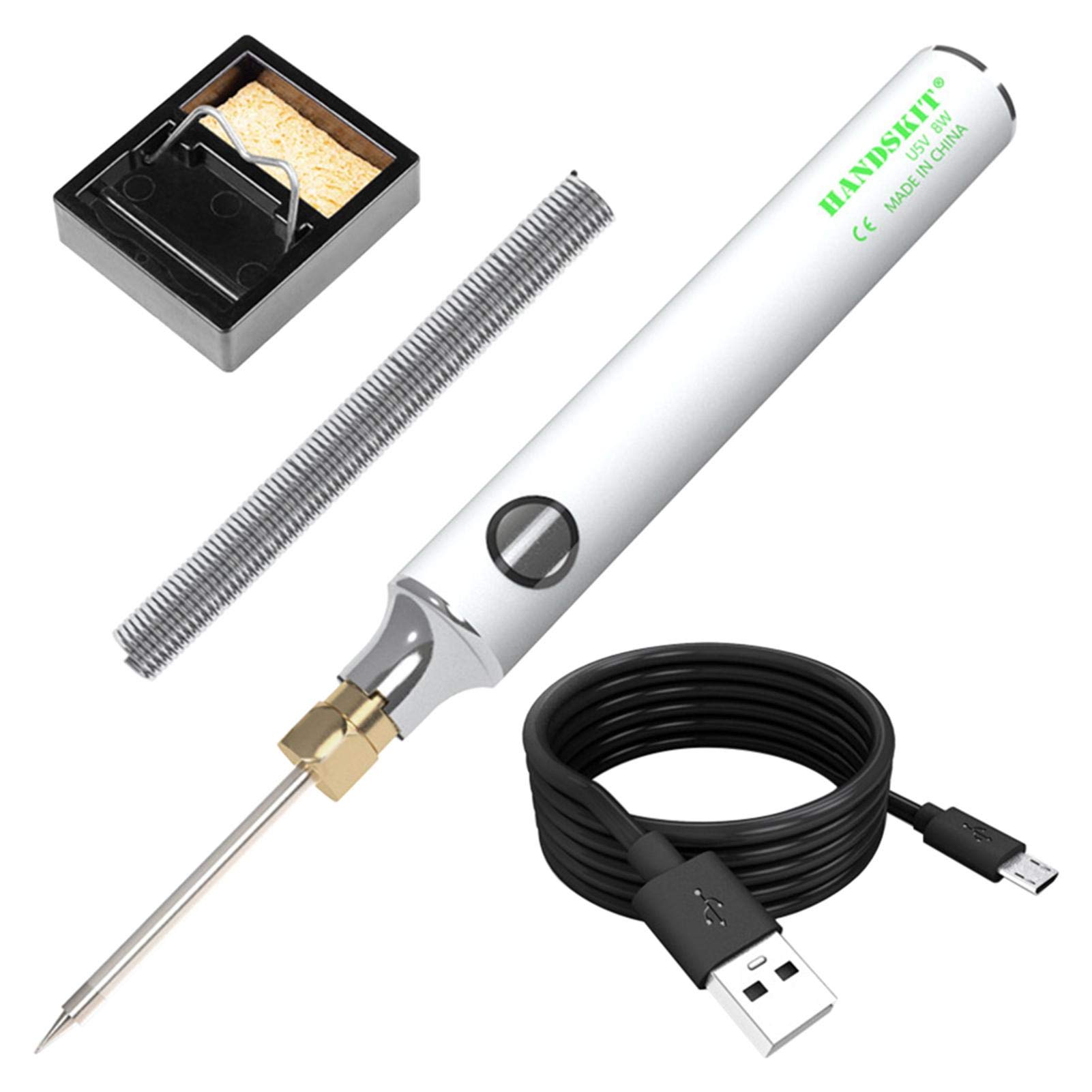 iayokocc 5V 8W USB Soldering Iron Kit - Adjustable Temperature Welding Pen Tool with Stand, for Electronics Repair, DIY Projects, and Circuit Board Work (Portable & Easy to Use)