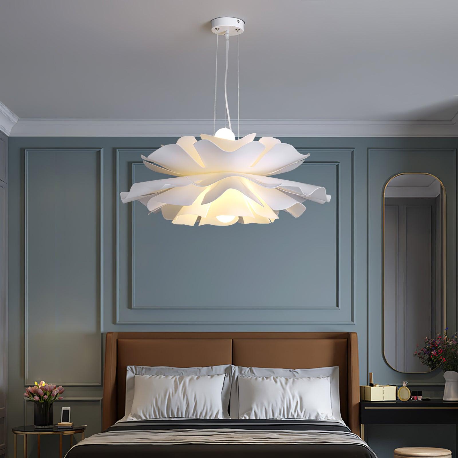 Elegant Lotus Flower Pendant Light - Modern Boho Ceiling Lamp for Bedroom, Living Room & Dining Room Decor - Handcrafted Floral Chandelier for Home & Office Lighting