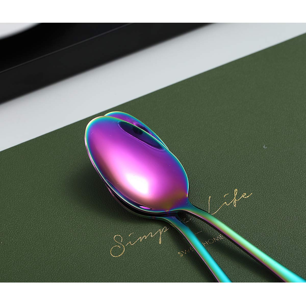 Kyraton 6-Piece Rainbow Titanium-Plated Stainless Steel Teaspoons (6.7
