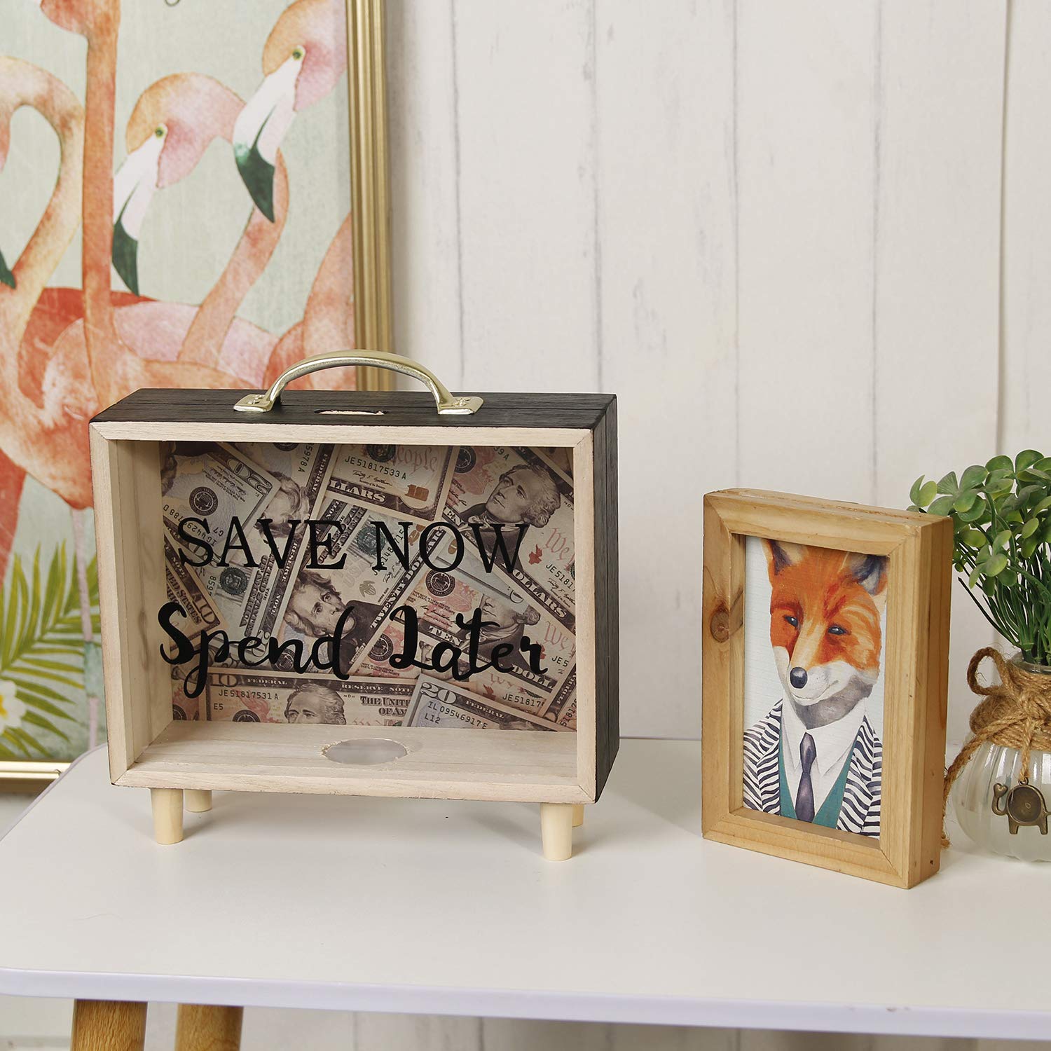 Shadow Box Frame - Wooden Money Box for Wedding & Savings - Save Now Spend Later - Perfect for Wedding Gifts, Anniversary Presents & Home Decor