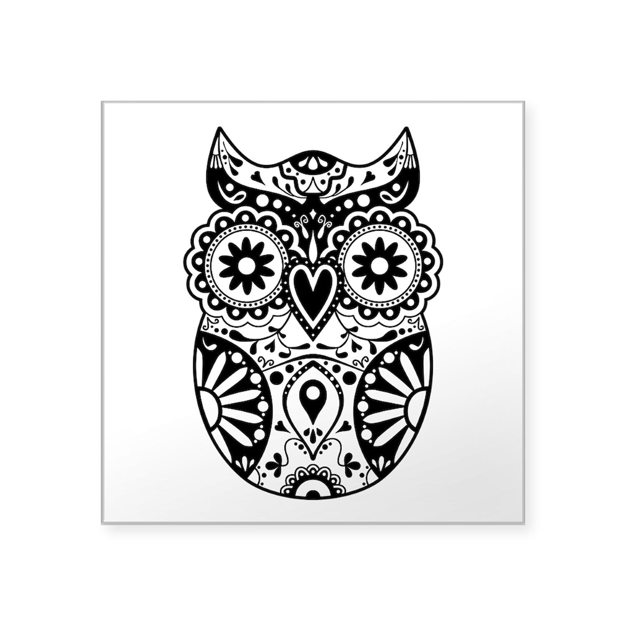 Sugar Skull Owl Square Sticker 3