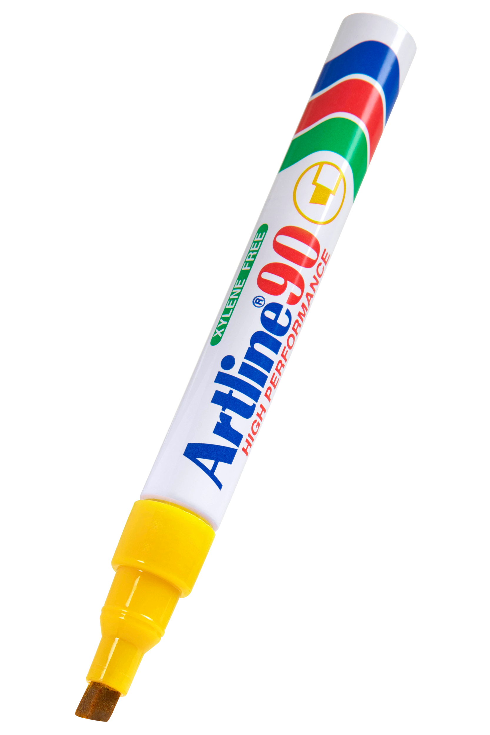 Artline 90 Permanent Marker 5mm Chisel Tip - Pack of 12 Yellow Markers for Office, School & Home Use - Ideal for Labeling, Crafting & DIY Projects