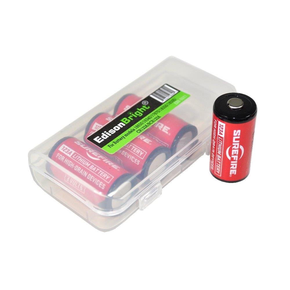 EdisonBright 12 Pack SureFire CR123A Lithium Batteries - Made in USA | SF123A BBX3 Battery Carry Case Bundle | Perfect for Flashlights, Cameras & Emergency Kits