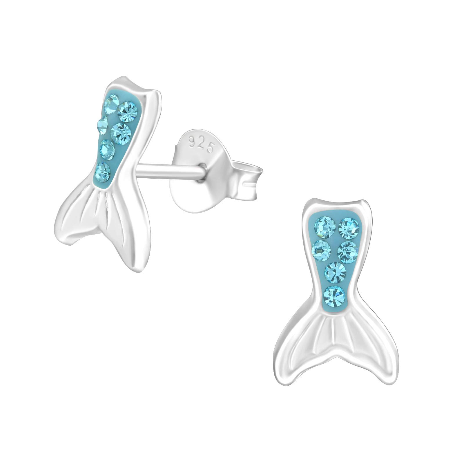 Monkimau Mermaid Stud Earrings for Women & Girls - Hypoallergenic 925 Sterling Silver Jewelry - Valentine's Day Gift, Kids & Teens Accessories - Perfect for Birthday Parties, School Events & Everyday Wear