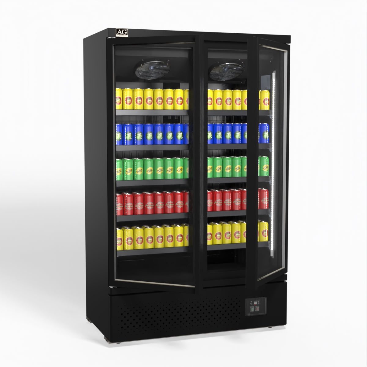 AG Supermarket Commercial Two Glass Door Upright Display Refrigerator 1000L - Perfect for Grocery Stores, Restaurants & Convenience Stores