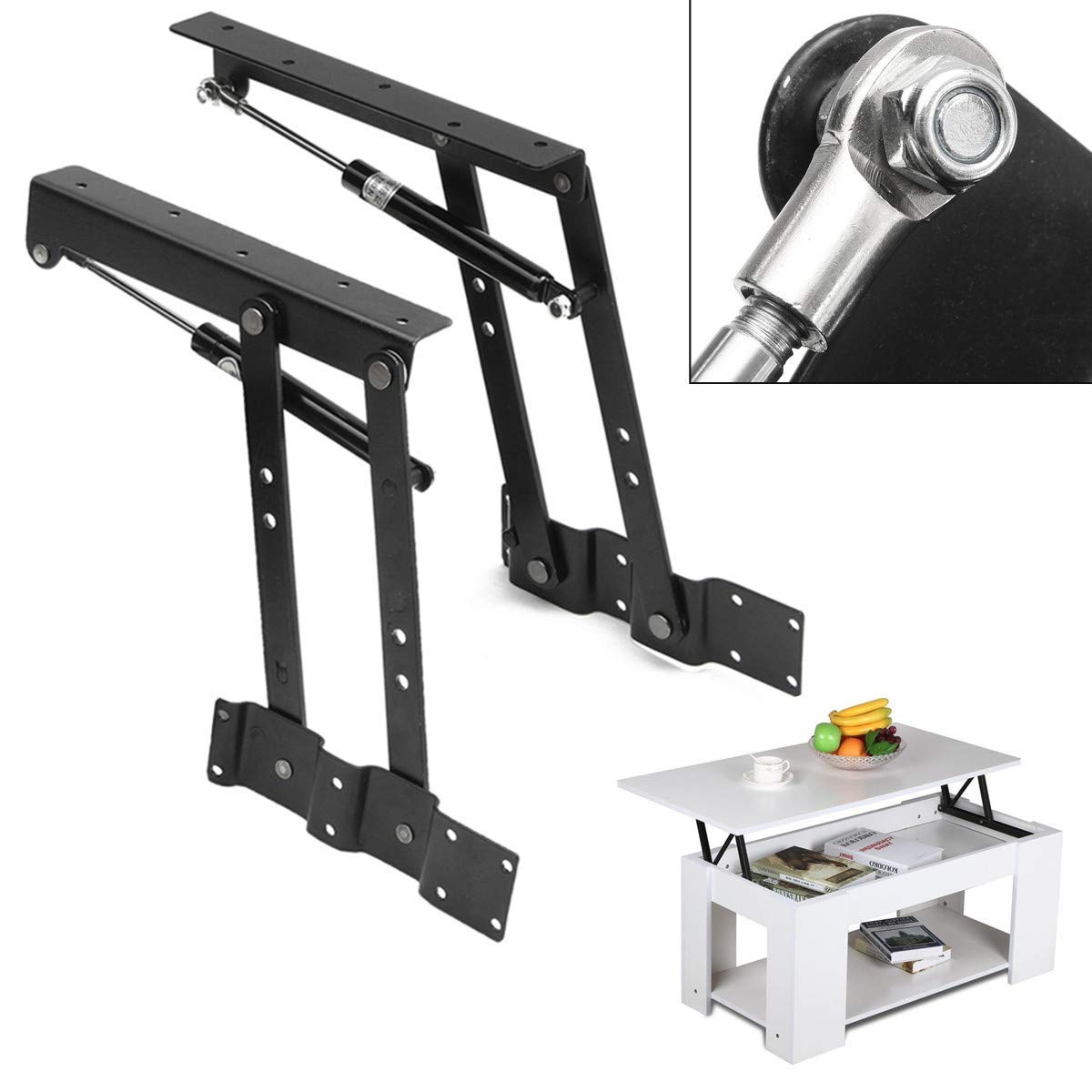 2-Pack Folding Spring Hinge for Lift-Up Coffee Table - Heavy Duty Furniture Hardware Mechanism for Shelves & Cabinets - Perfect for DIY Home Office & Living Room Furniture Projects