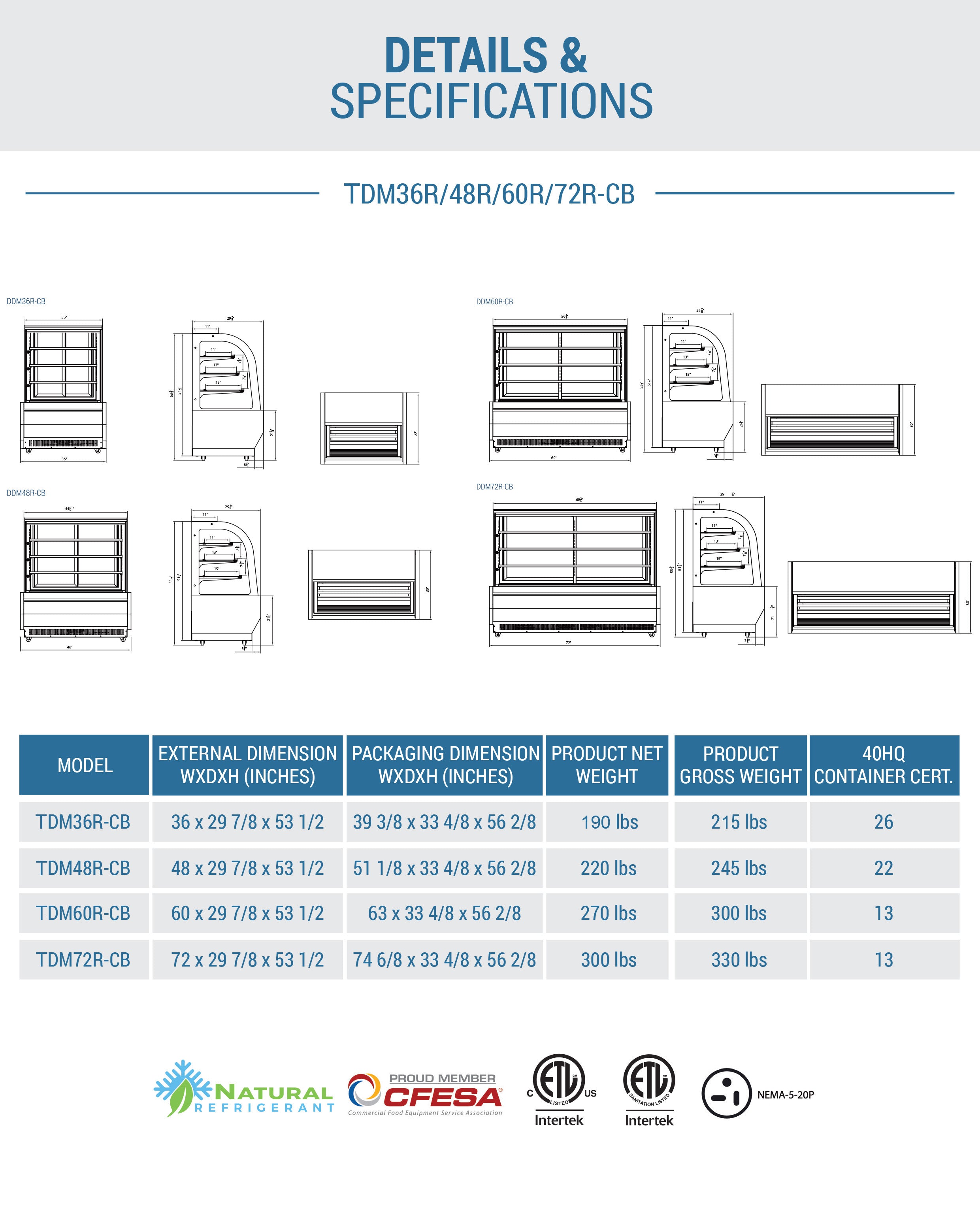 Chef AAA TDM48R CB 48-Inch Curved Glass Bakery Display Case - Perfect for Bakeries, Cafes, and Restaurants to Showcase Fresh Pastries and Desserts