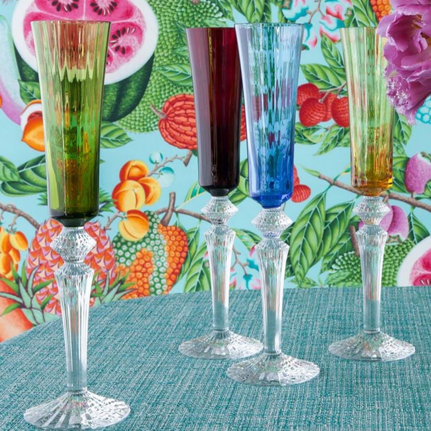 Premium Mille Nuits Assorted Flutissimo Glass Set - 4 Piece Elegant Crystal Wine Glasses for Champagne, Cocktails & Special Occasions