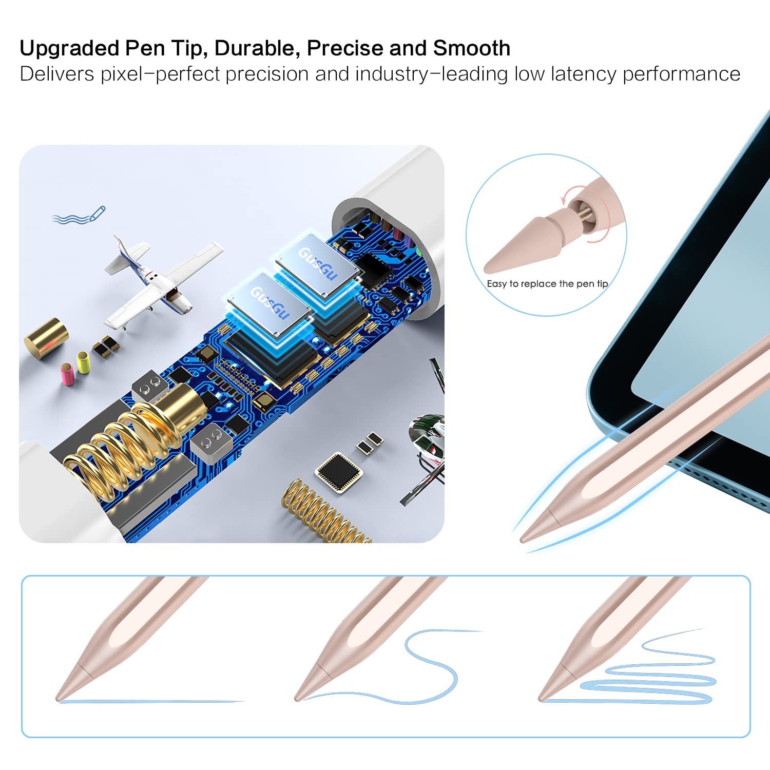 Premium Stylus Pen for iPad 10/9/8/7/6th Gen & iPad Pro 12.9/11/13-inch M4 - Fast Charging Apple Pencil Alternative with 10-Minute Quick Charge - Compatible with iPad Air 3/4/5/M2 & iPad Mini 5/6th Gen (Rose Gold) - Perfect for Drawing, Note-Taking & Digital Art Creation