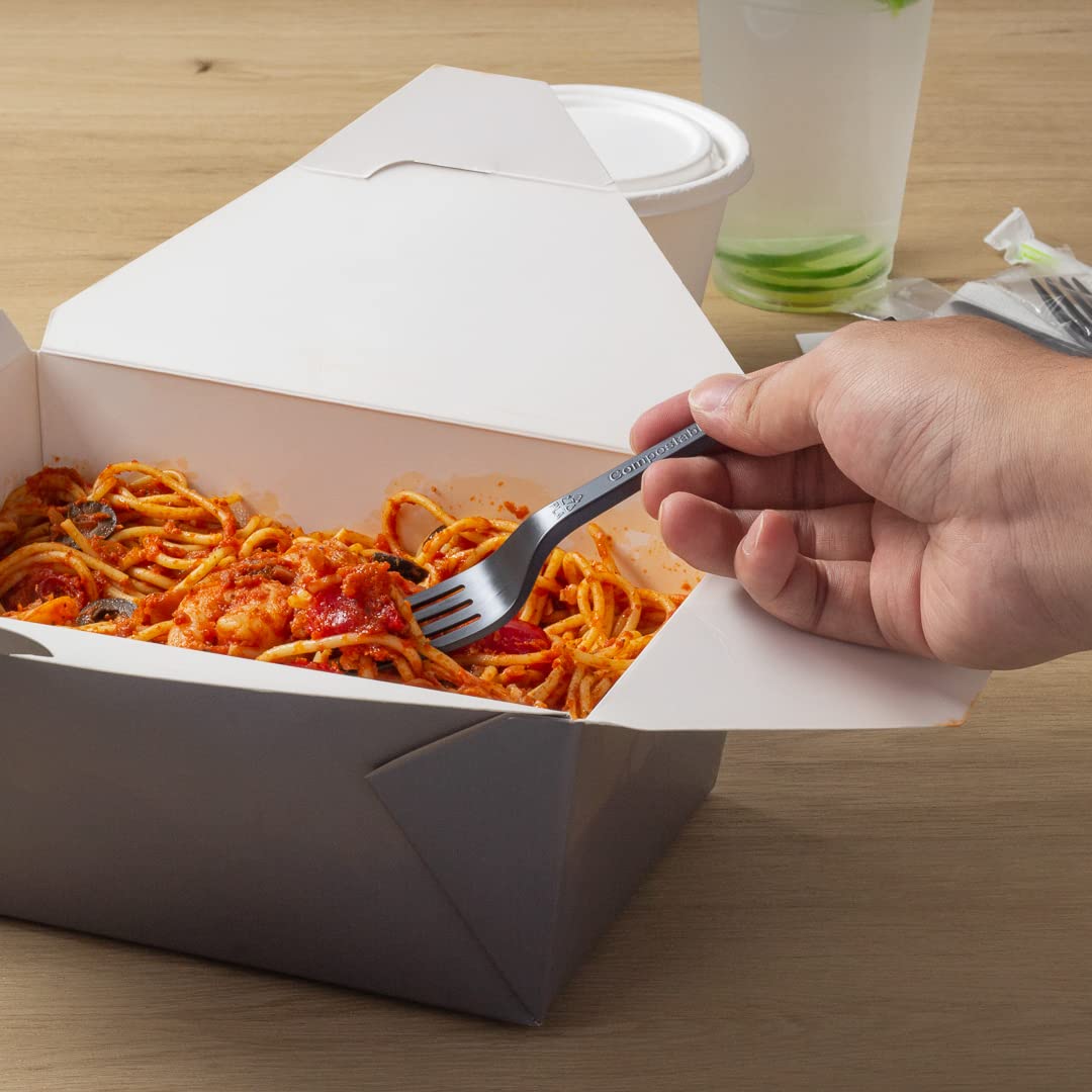 Eco-Friendly 6.5 Inch Compostable Forks - 250 Individually Wrapped Plant-Based Disposable Cutlery | BPI-Certified Black CPLA Plastic Utensils for Hot & Cold Foods | Perfect for Restaurants, Catering, Picnics & Outdoor Events