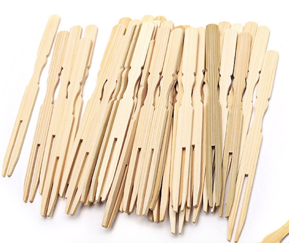 100-Pack Mini Bamboo Cocktail Picks (3.5 Inch) - Reusable Appetizer Skewers for Fruit, Desserts, Cheese & Party Platters | Perfect for Cocktail Parties, Banquets, Buffets & Catering Events