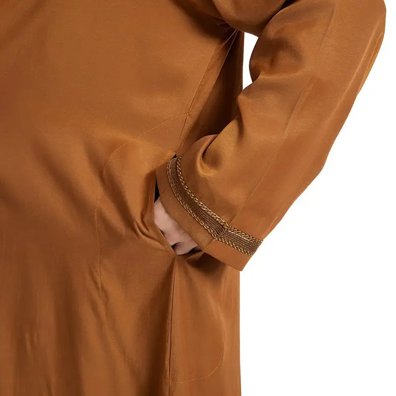 Premium Arab Men's Bisht Thobe - Elegant Open Cardigan Thawb for Special Occasions | Perfect for Weddings, Eids & Formal Events