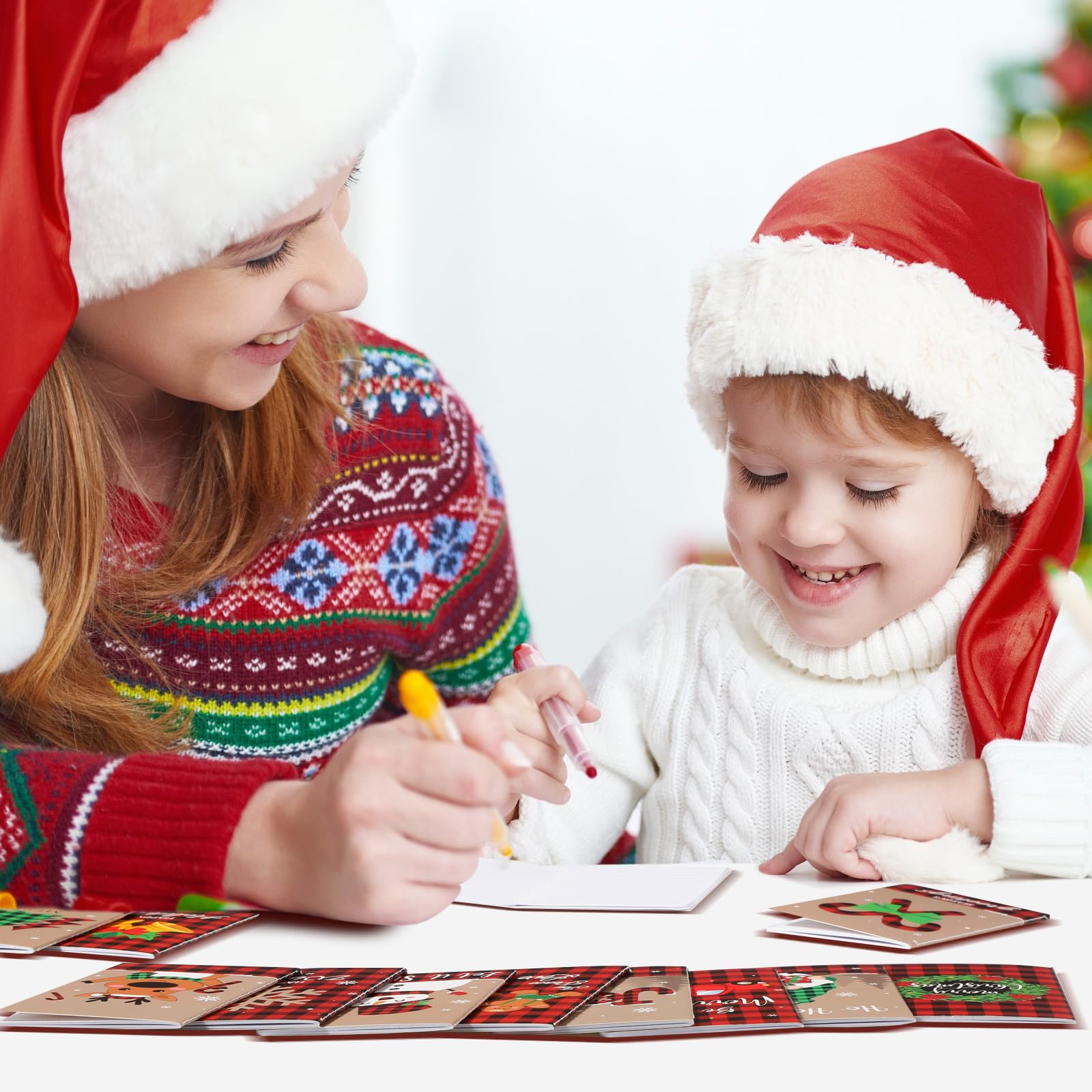 Cholemy 24 Pack Christmas Mini Notebooks - Buffalo Plaid Holiday Notepads with Snowman & Snowflakes Design - Pocket-Sized Xmas Gift for Party Favors, School, Classroom & Office Use | Perfect for Stocking Stuffers, Secret Santa & Holiday Writing Notes