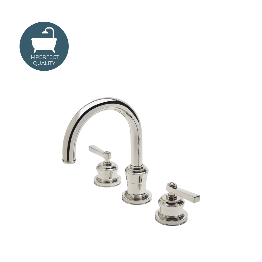 Aero Gooseneck 3-Hole Deck Mounted Bathroom Faucet with Metal Lever Handles - Brushed Nickel Finish for Modern Vanity Sinks - Perfect for Home, Hotel & Commercial Use