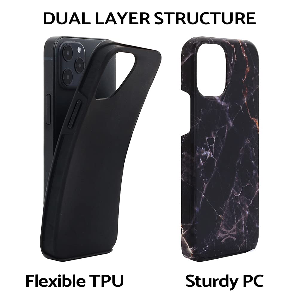 TORU DX Slim Dual Layer Protective Case for iPhone 12 & iPhone 12 Pro - Marble Design | Shockproof & Scratch Resistant Cover for Everyday Use, Work & Travel
