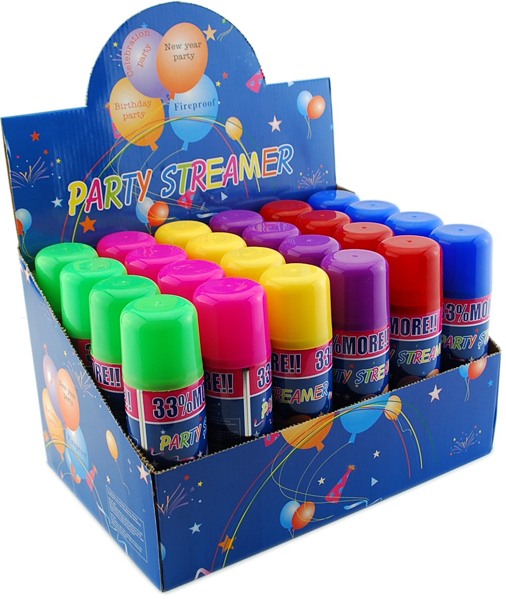 96 Pack Party Streamer Spray String in a Can - Colorful Kids Party Supplies for Birthdays, Celebrations & Events - Fun for Weddings, Graduations & Festivals