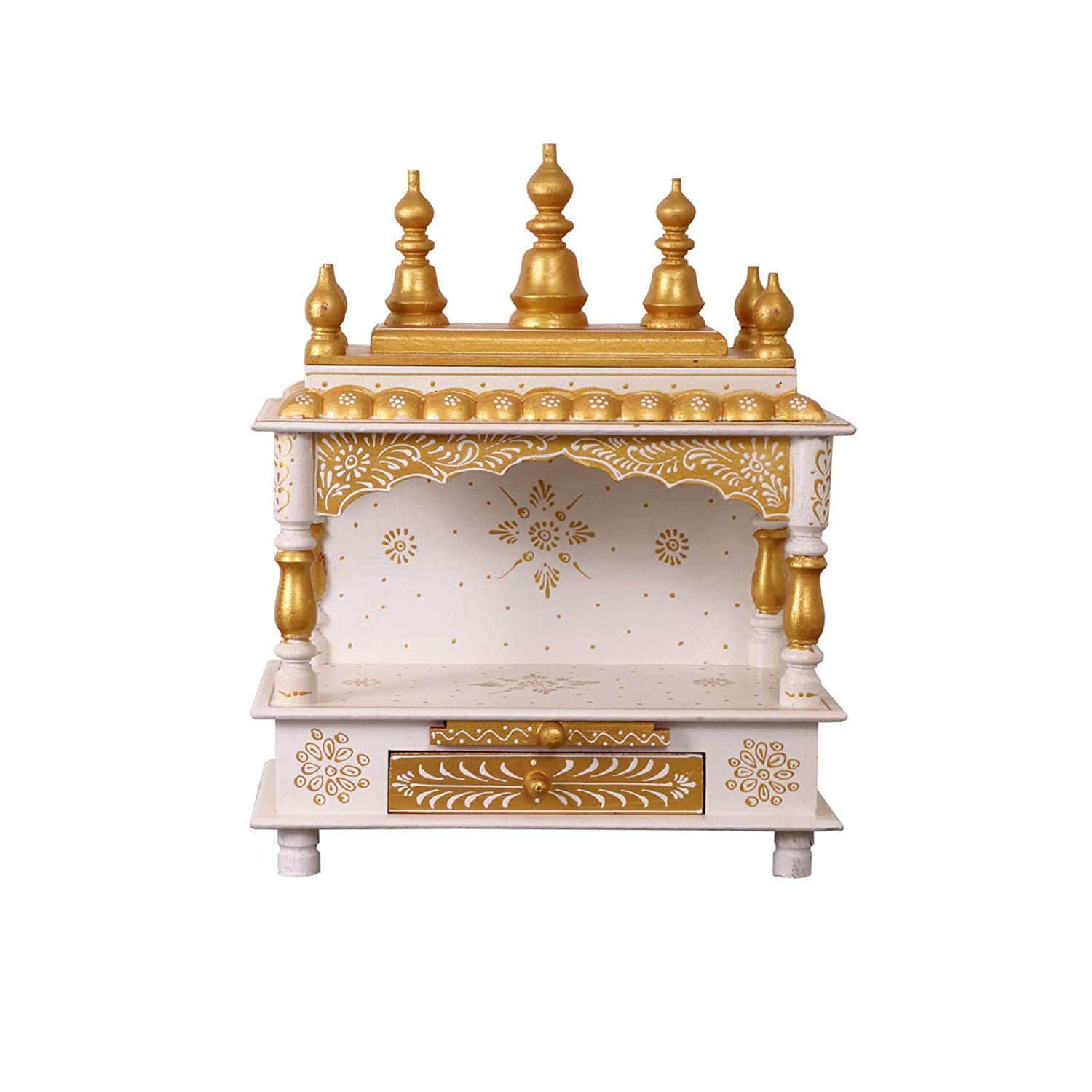 Handcrafted Wooden Pooja Mandir for Home & Office - Traditional Indian Temple for Navratri & Diwali Puja - Spiritual Decor & Festive Season Gift