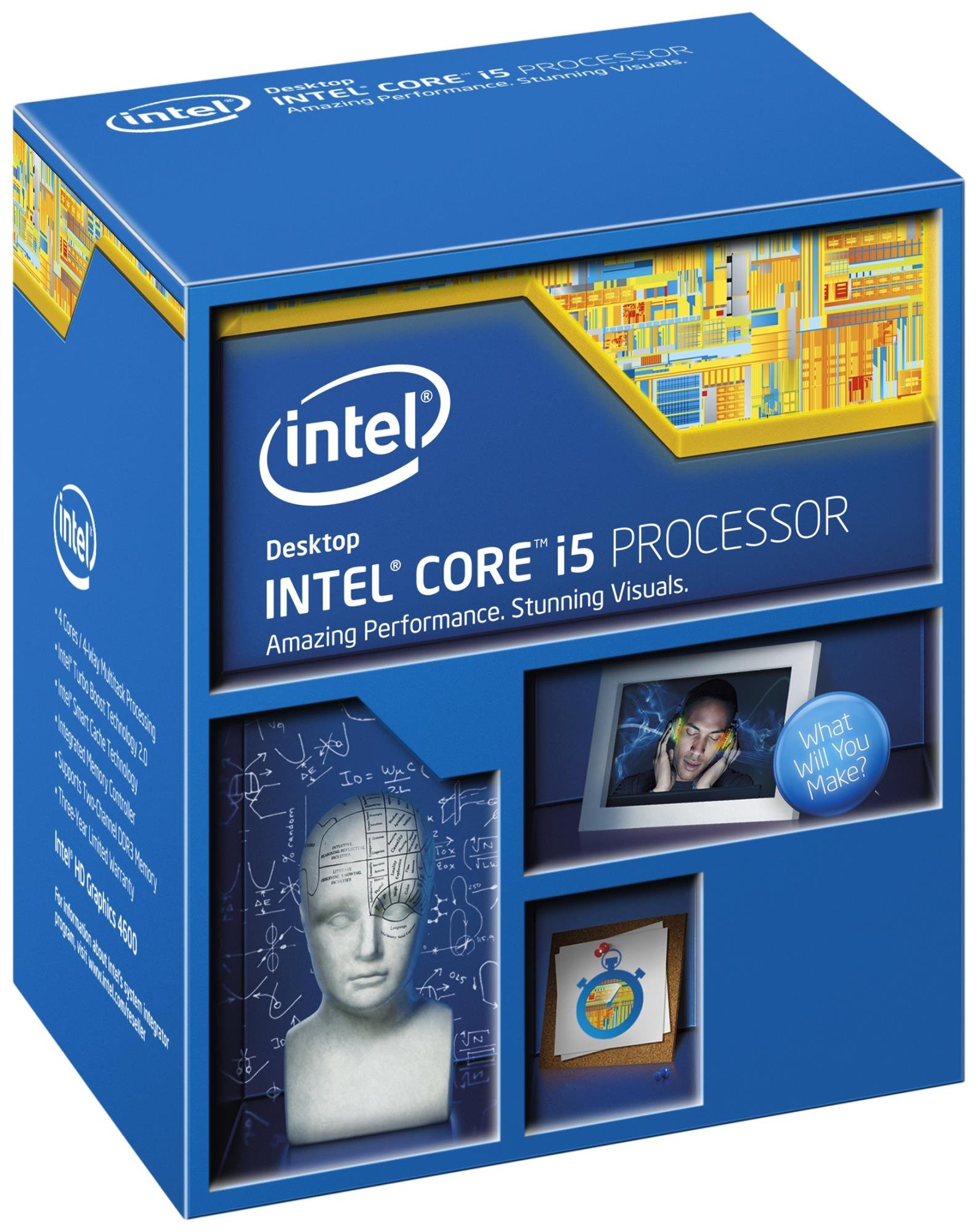 Intel Core i5-4590 Quad-Core Processor 3.3GHz (Turbo Boost 3.7GHz) 6MB Cache 84W TDP with HD Graphics 4600 - LGA 1150 Socket for Gaming PC, Home Office & Workstation Builds