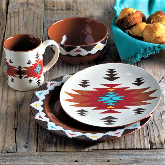 Southwestern Style Dinnerware Set & Canister Set - 16-Piece Mexican Inspired Ceramic Plates, Bowls & Storage Jars for Authentic Home Decor & Kitchen Organization