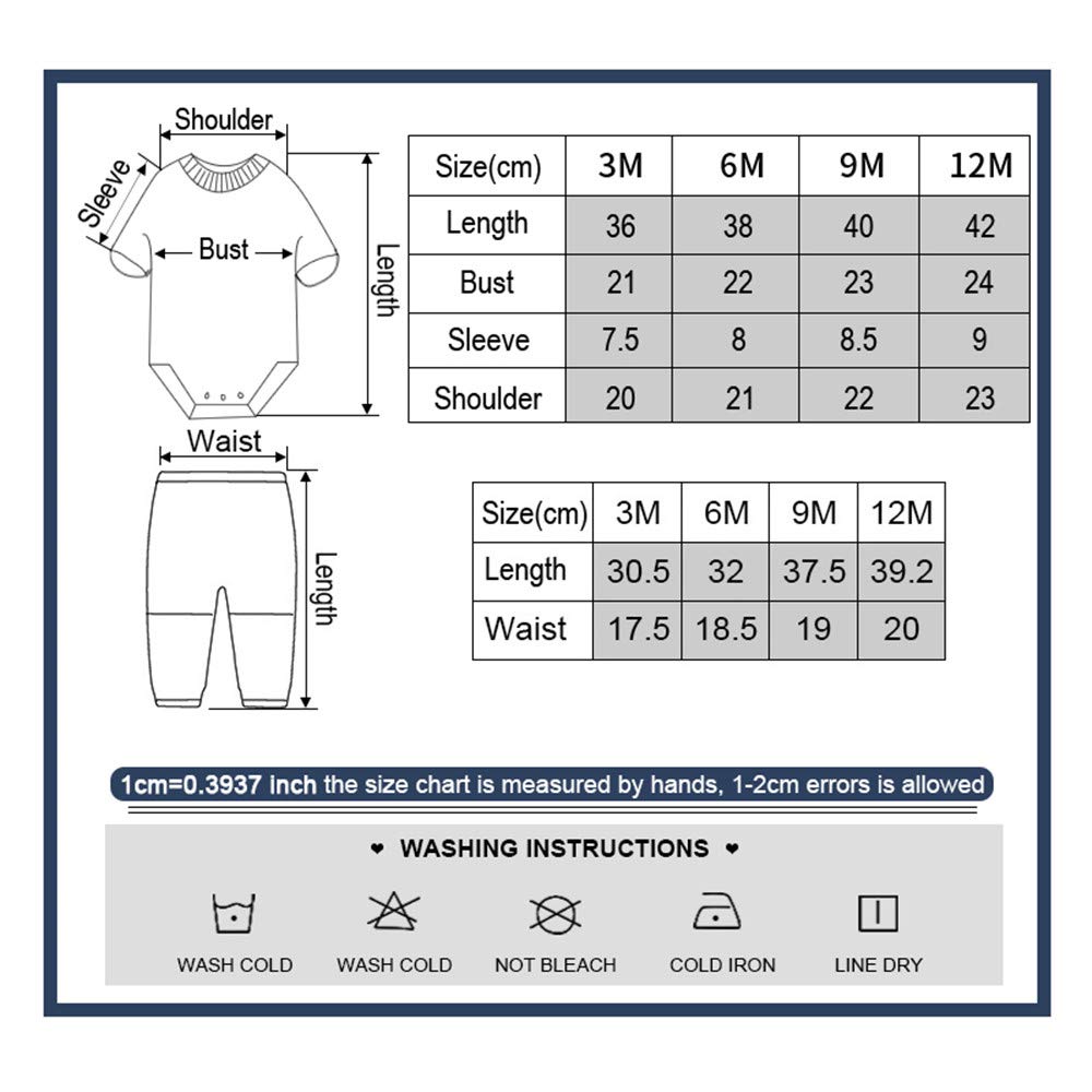 Kiddiezoom Unisex Newborn Baby Short-Sleeve Bodysuit & Pants Set - Soft Cotton Layette Essentials, Cute Infant Outfit for Boys & Girls - Perfect Baby Shower Gift & Everyday Wear