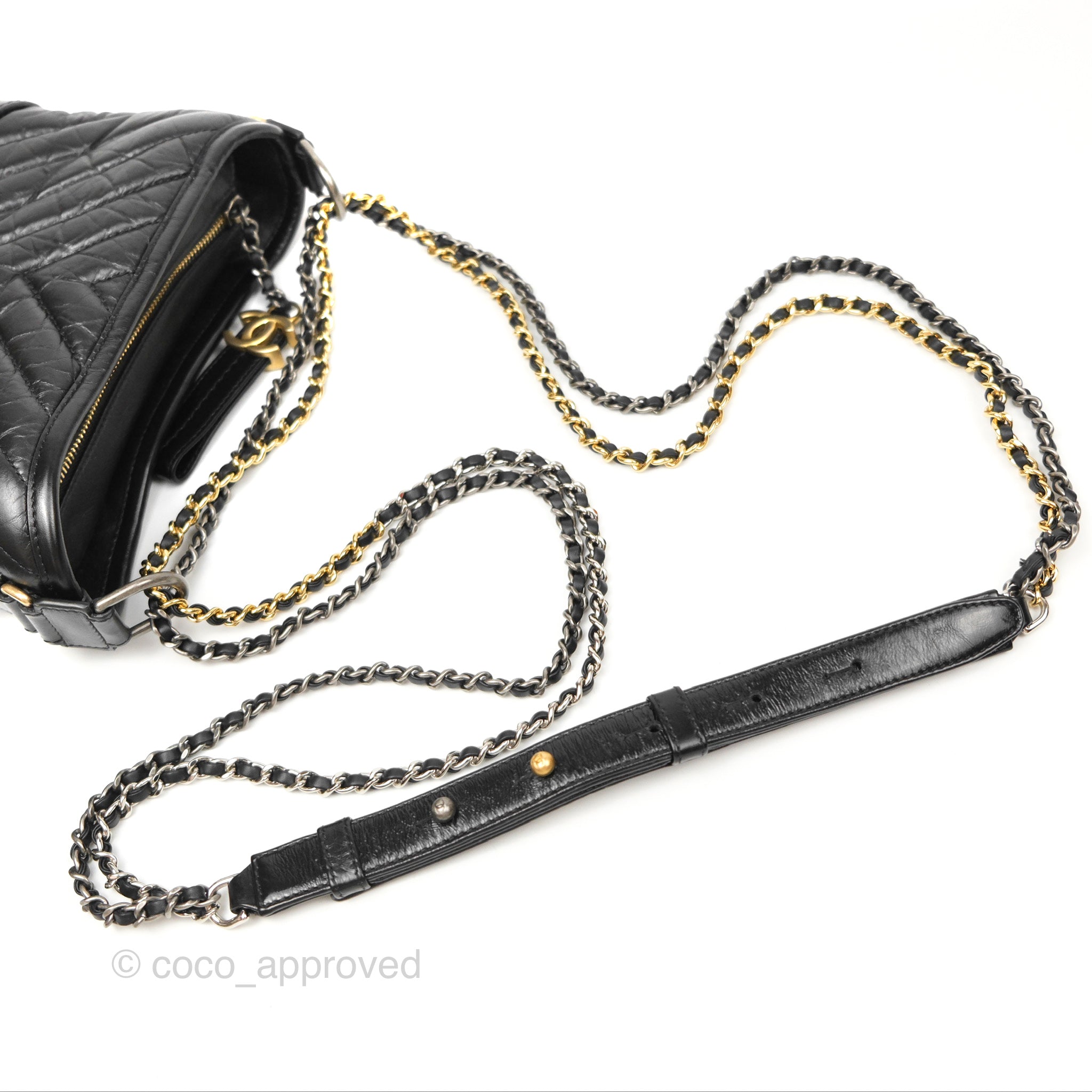 Chanel Chevron Small Gabrielle Hobo Bag in Black Aged Calfskin with Mixed Hardware - Luxury Shoulder Bag for Women, Perfect for Work, Travel and Everyday Use
