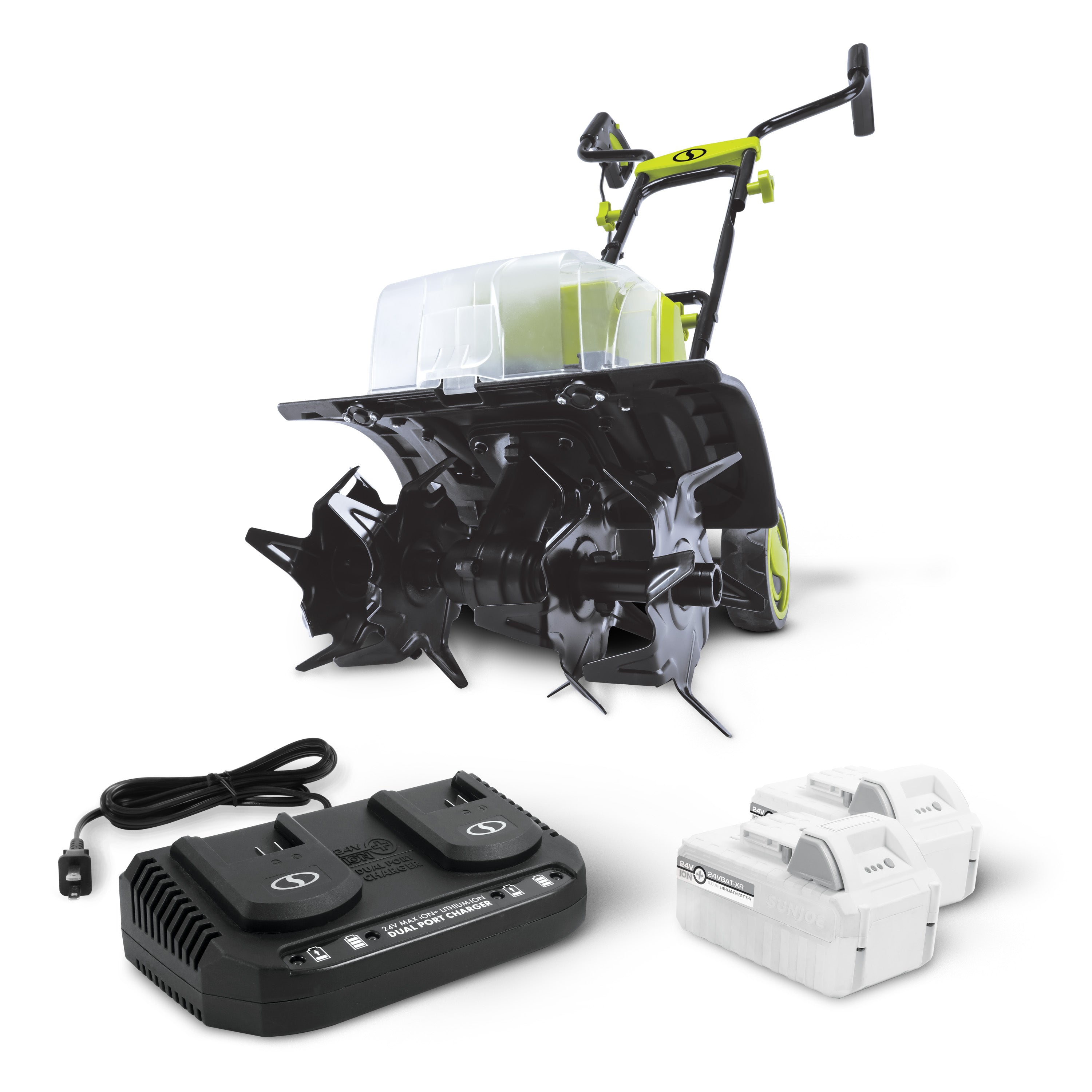 Sun Joe 48V IONMAX Cordless Garden Tiller & Cultivator Kit with 2 x 5.0Ah Batteries & Charger - Perfect for Weeding, Soil Aeration, and Home Gardening