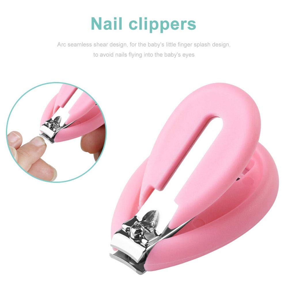 Volwco Baby Nail Clippers Kit - 4 Piece Nail Care Set with Scissors, Clipper, Nasal Tweezer & File for Newborns, Infants, Toddlers & Kids (Pink) | Safe & Gentle Grooming for Baby's Daily Care Routine