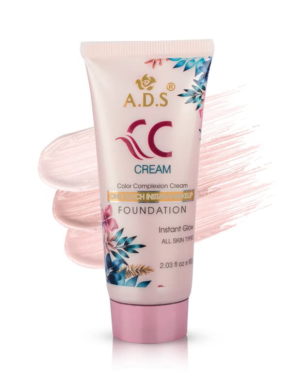 ADS One Touch Instant Makeup CC Cream (1675-01) - Lightweight Full Coverage Foundation with SPF, Natural Finish for Daily Use & Special Occasions