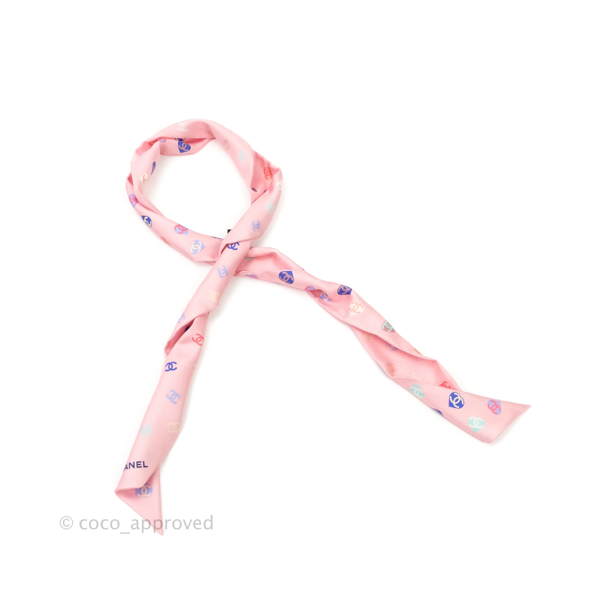 Chanel CC Silk Twilly Scarf in Pink - Luxury Fashion Accessory for Women, Perfect for Handbags, Hats & Gift Giving