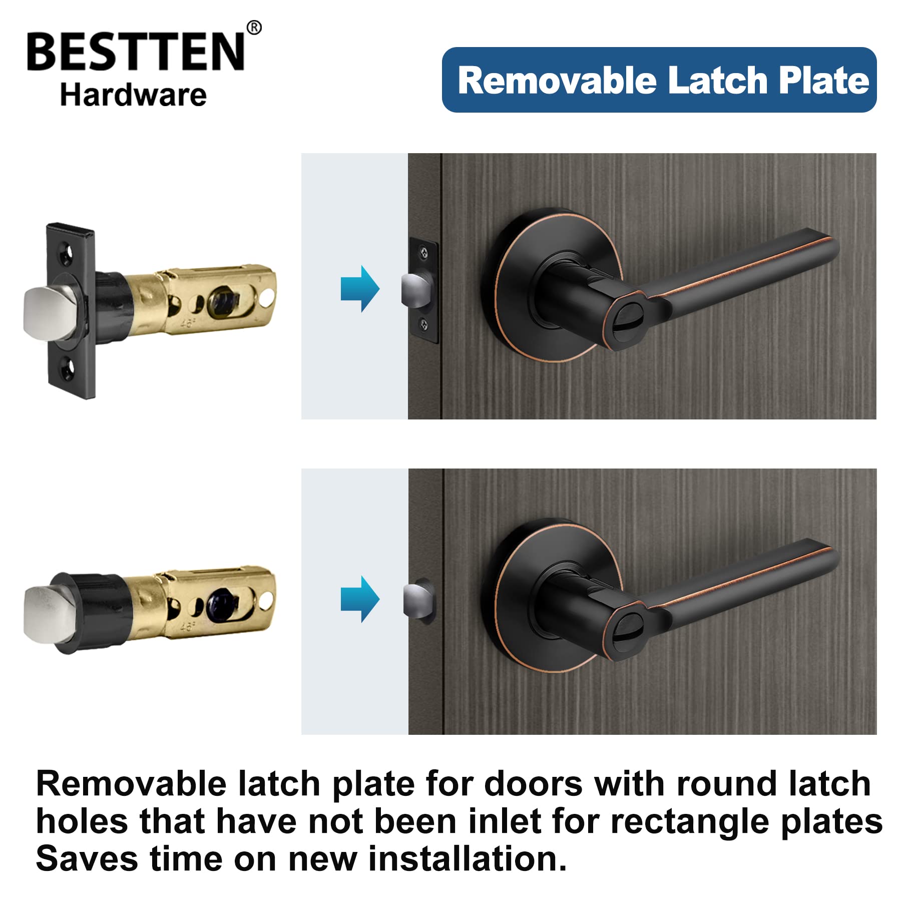 BESTTEN 5-Pack Heavy Duty Oil Rubbed Bronze Privacy Door Handles with Removable Latch Plate - Vienna Series Round Knob Design for Bathroom, Bedroom, Commercial & Residential Use | Durable Hardware for Interior Doors, Cabinets & Home Renovation Projects