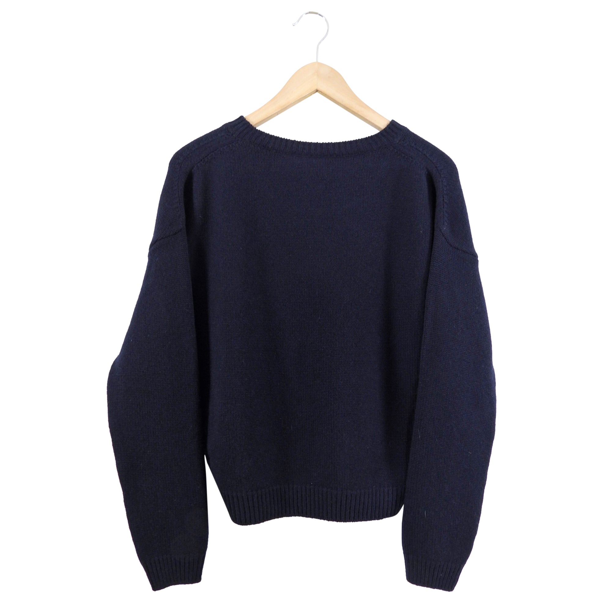 Dior Navy Embellished Cashmere Pullover Sweater for Women - Soft Luxury Knitwear S/M - Perfect for Winter Fashion & Holiday Outfits